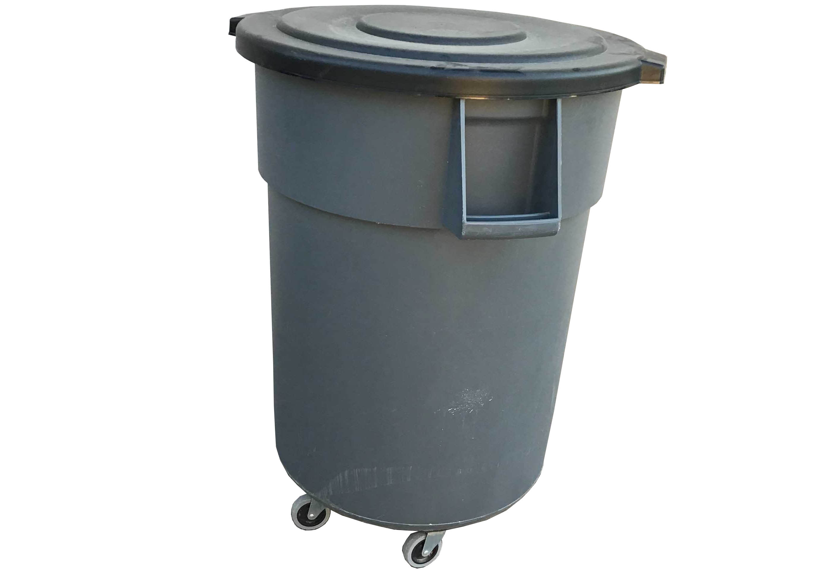 50-gallon trash can on wheels