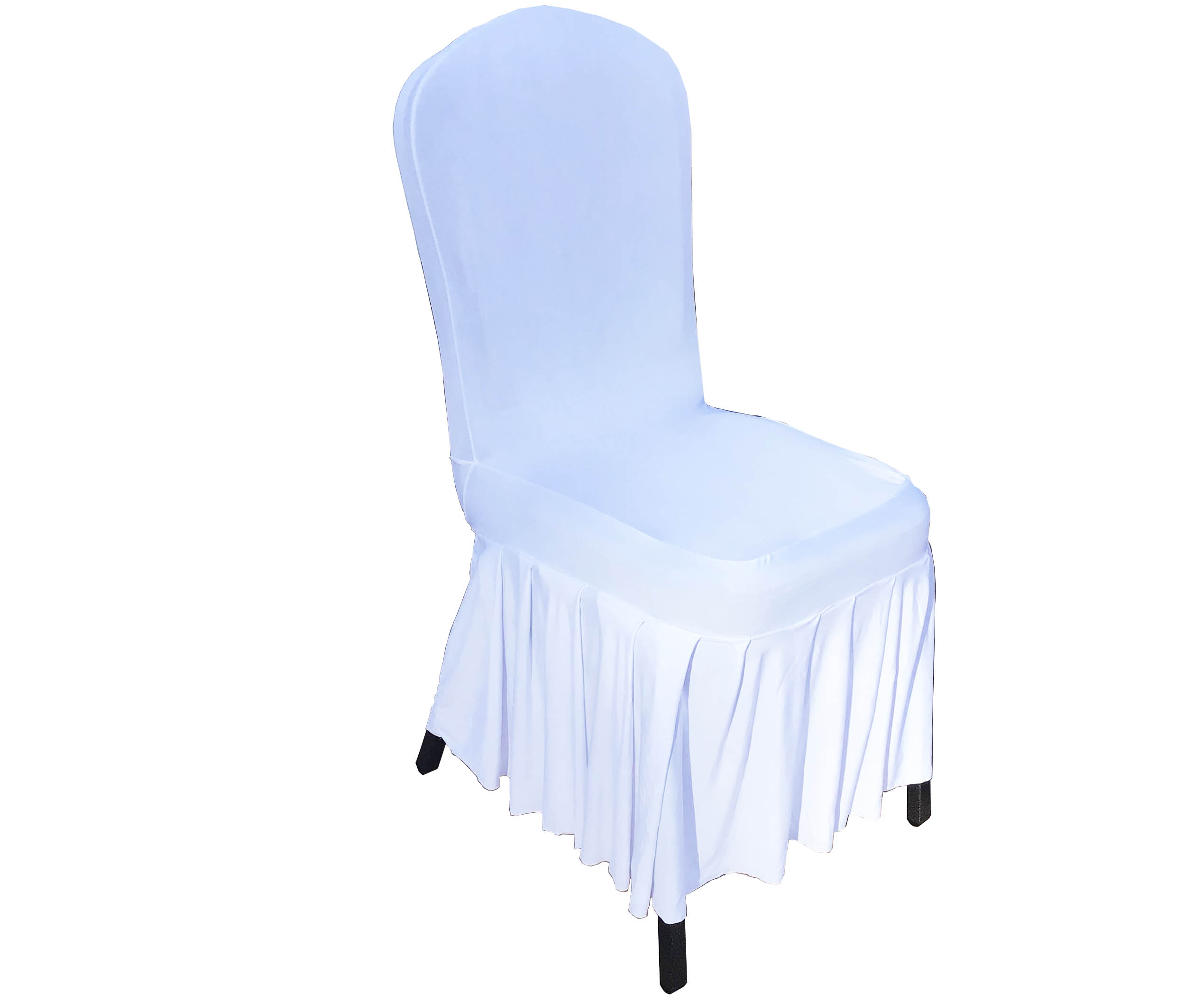 ruffle pleated skirt banquet spandex chair cover (white)