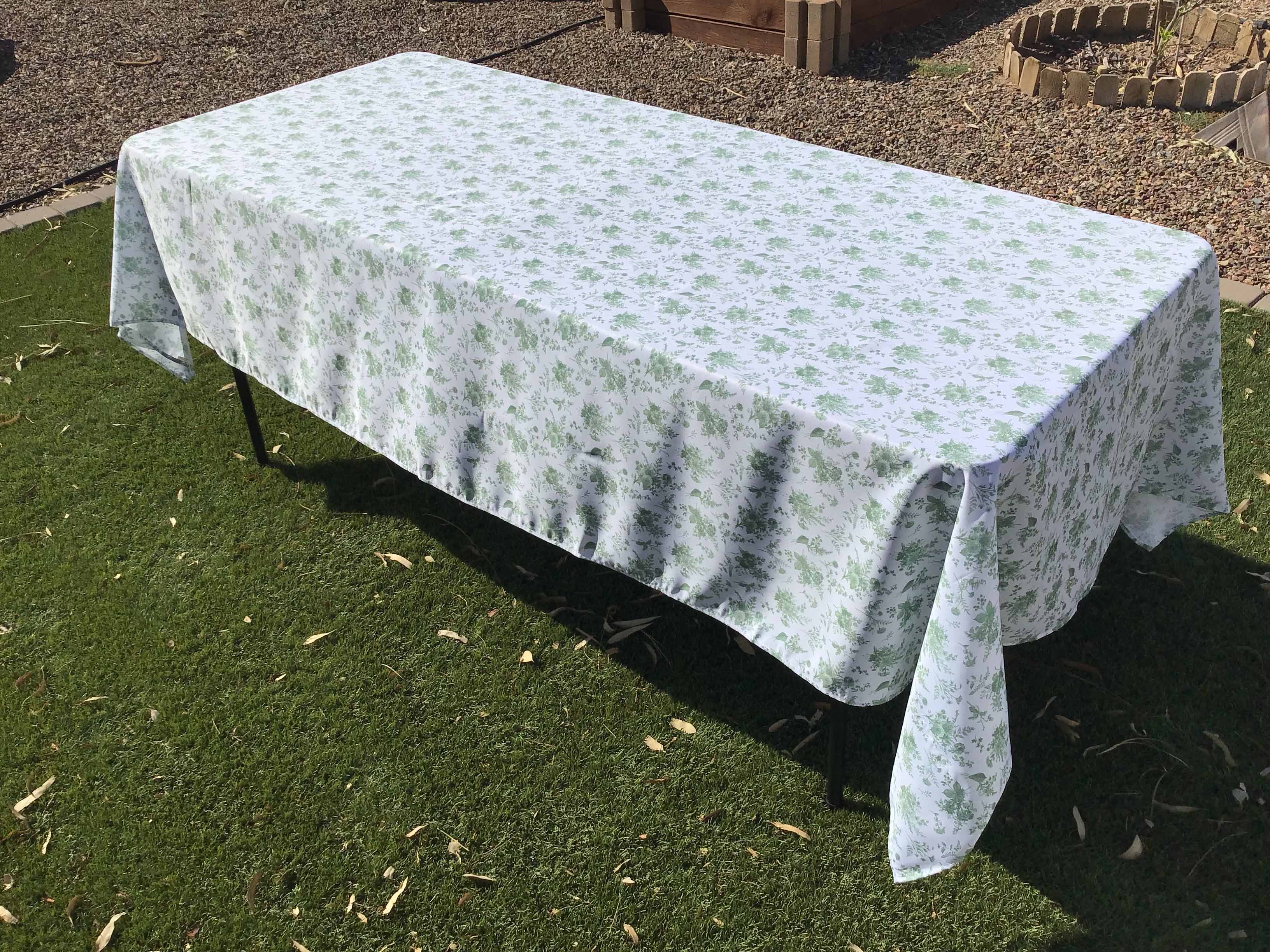 rectangle tablecloths (dusty sage green floral print) - 60 x 102