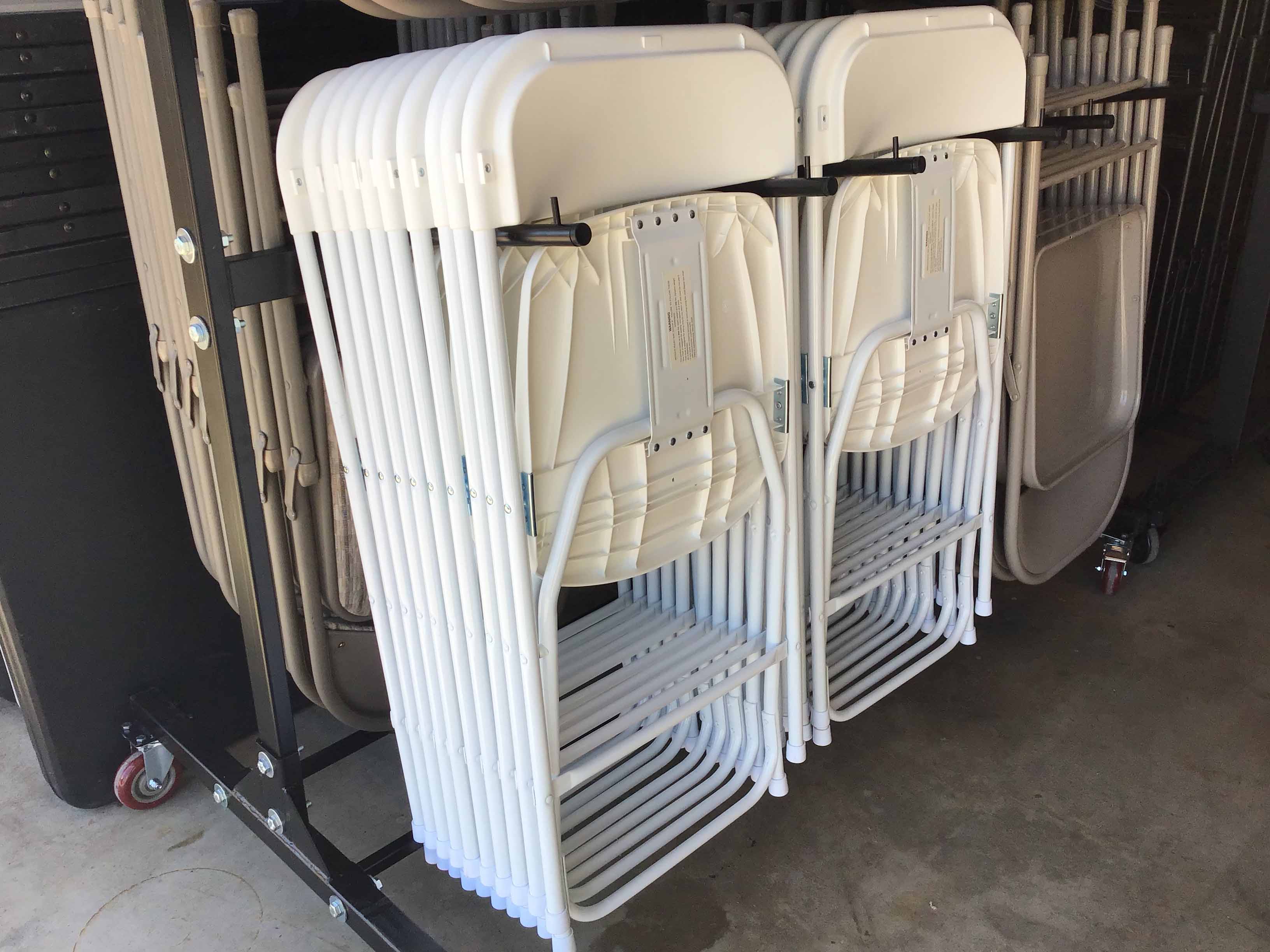 folding chairs (resin w/steel frame, white)