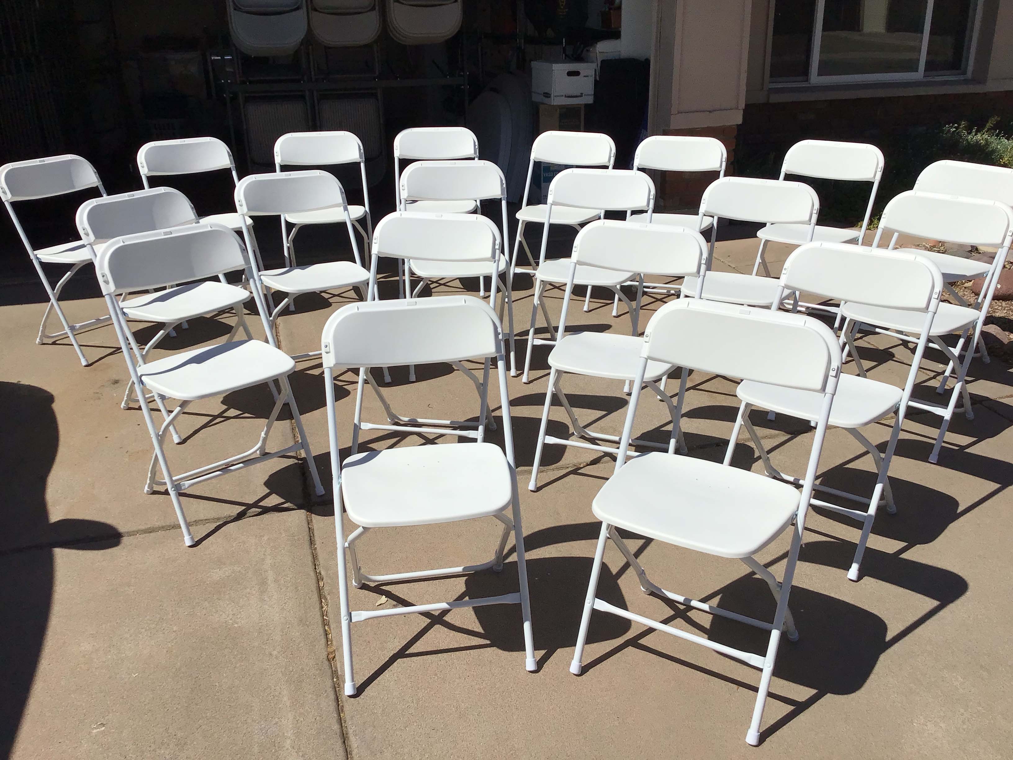 folding chairs (resin w/steel frame, white)