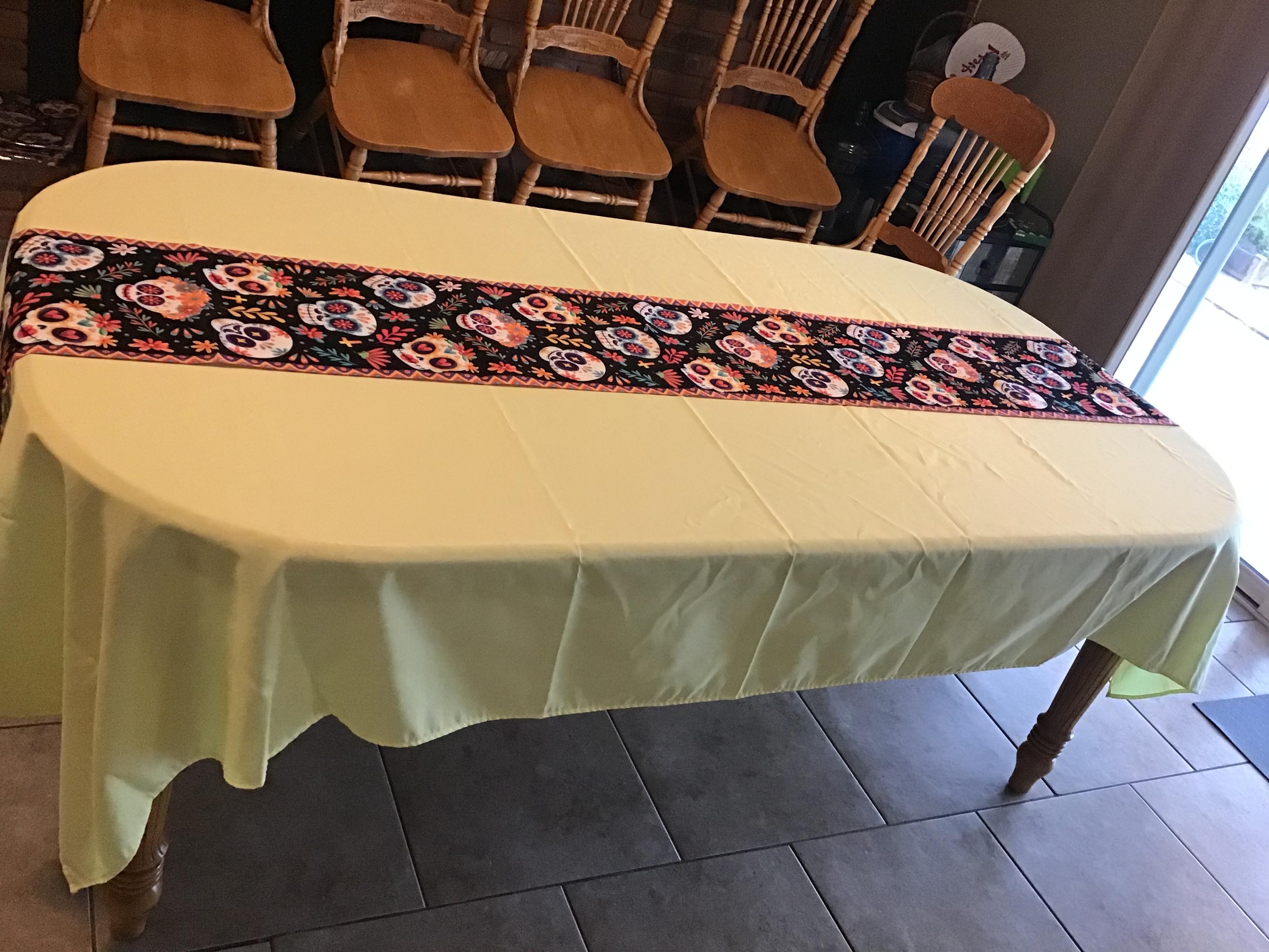table runners (Dia De Los Muertos, sugar skulls, leaves, crosses) - 13 x 108