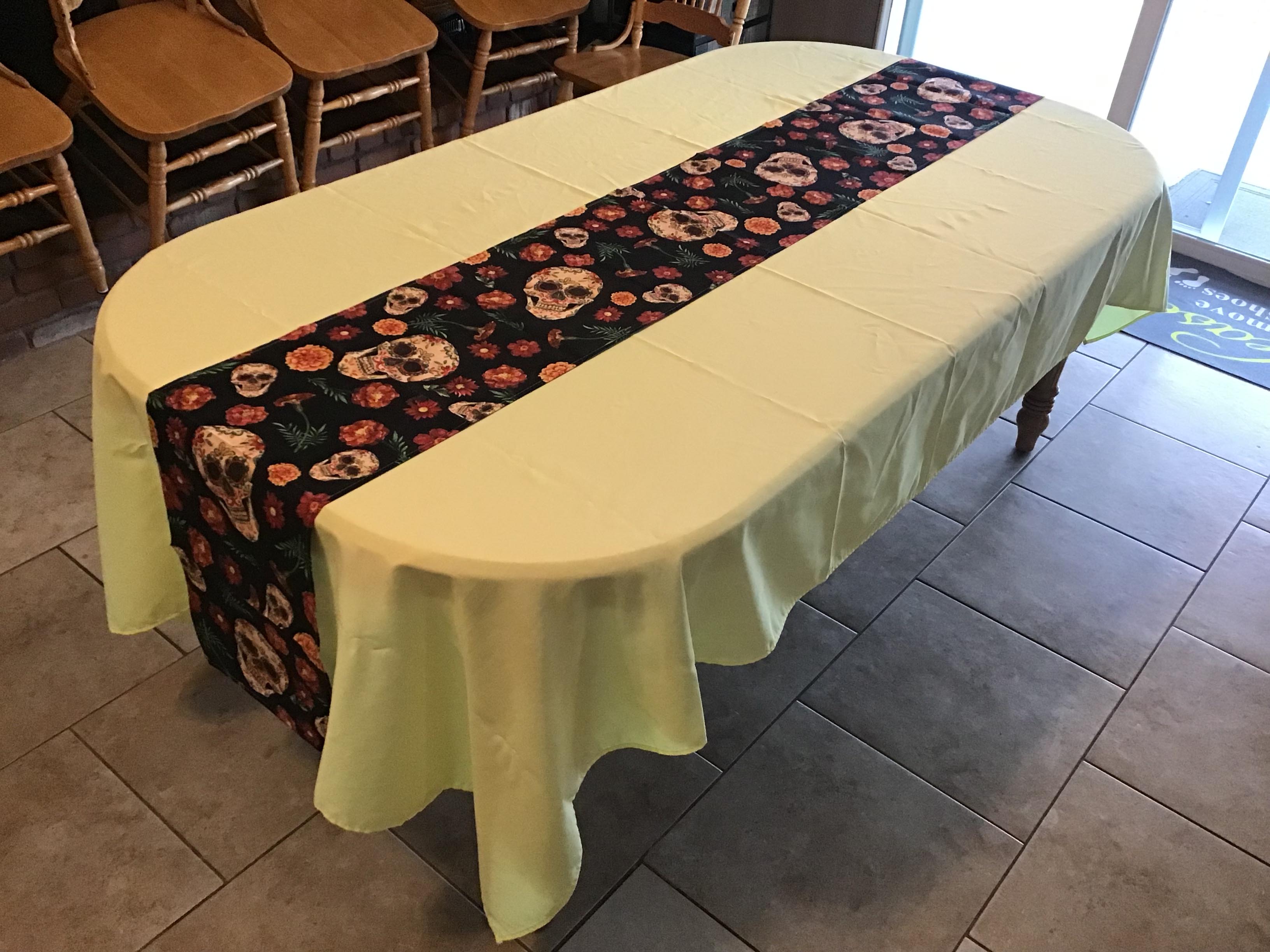table runners (Dia De Los Muertos, sugar skulls and marigolds) - 13 x 108