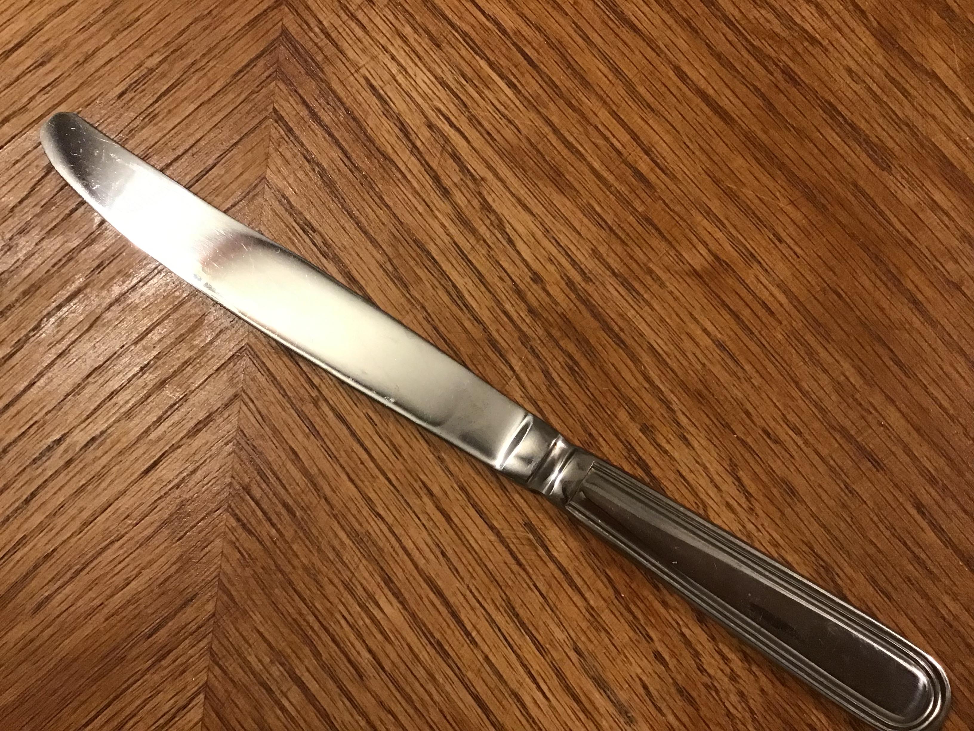 dinner knives / butter knives (stainless steel, Cambridge, ridged handle)