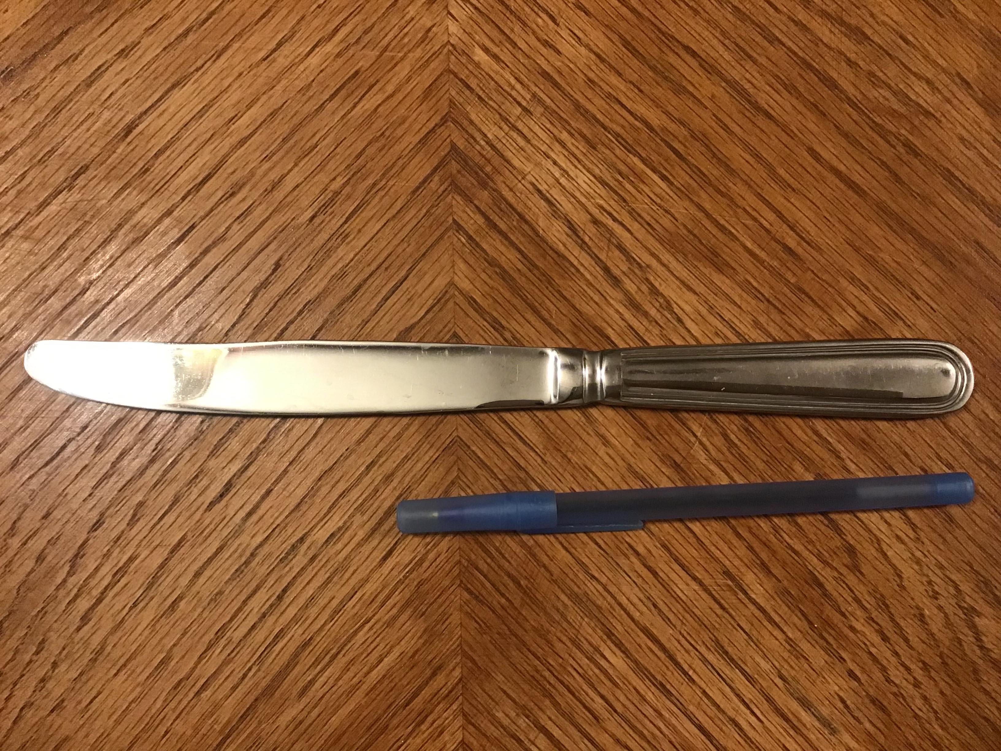 dinner knives / butter knives (stainless steel, Cambridge, ridged handle)