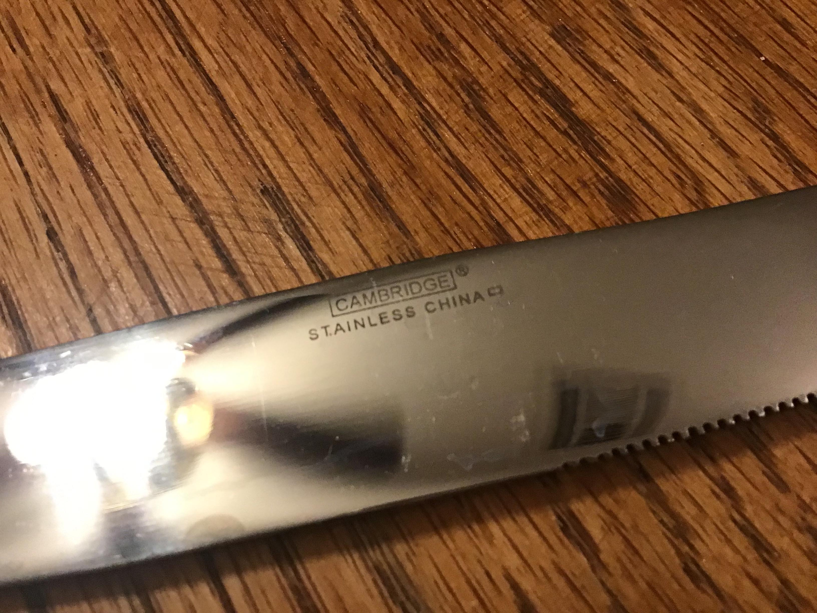 dinner knives / butter knives (stainless steel, Cambridge, ridged handle)