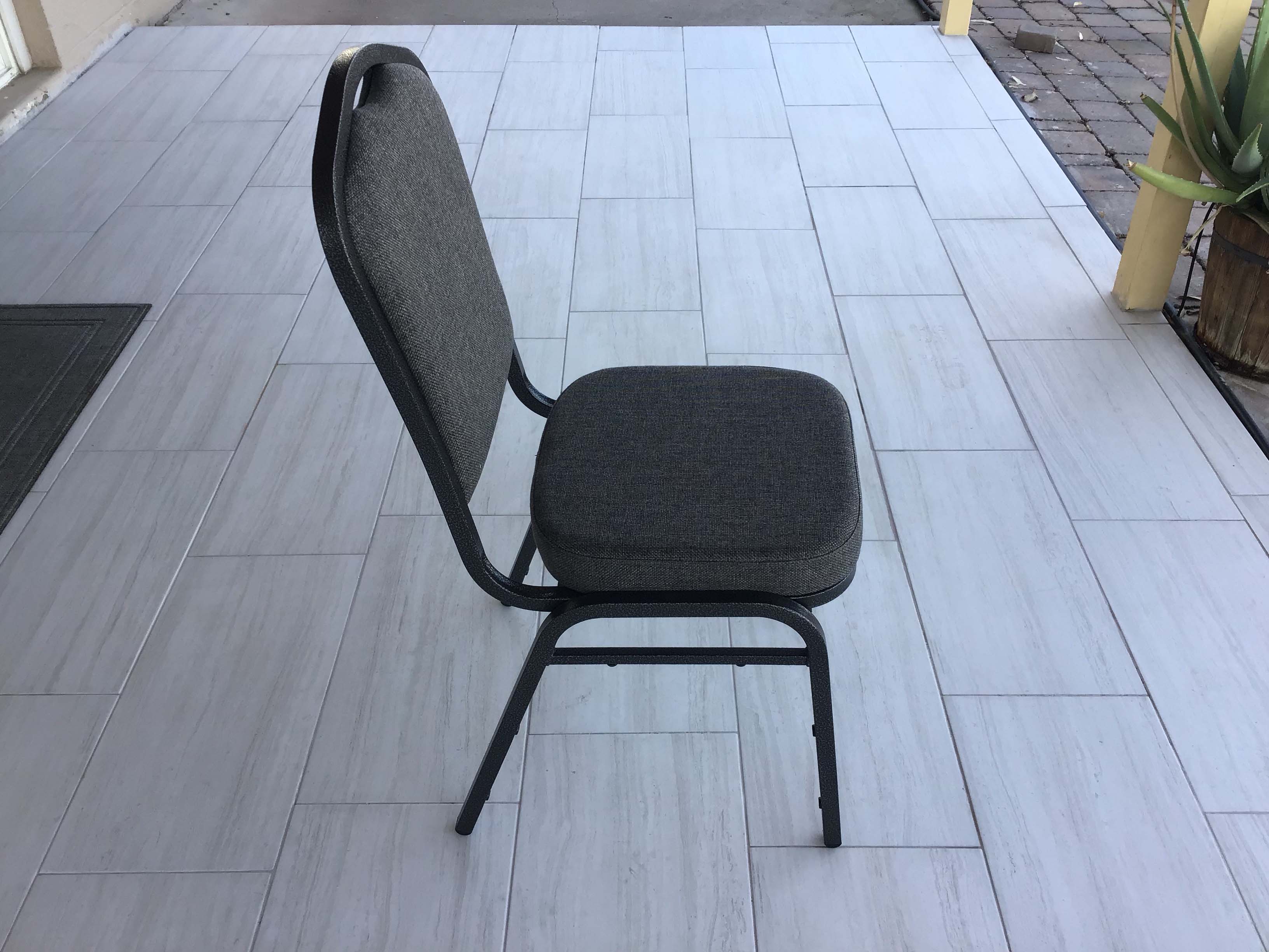 banquet chairs (premium crown back w/padded seats/backs, charcoal gray fabric)