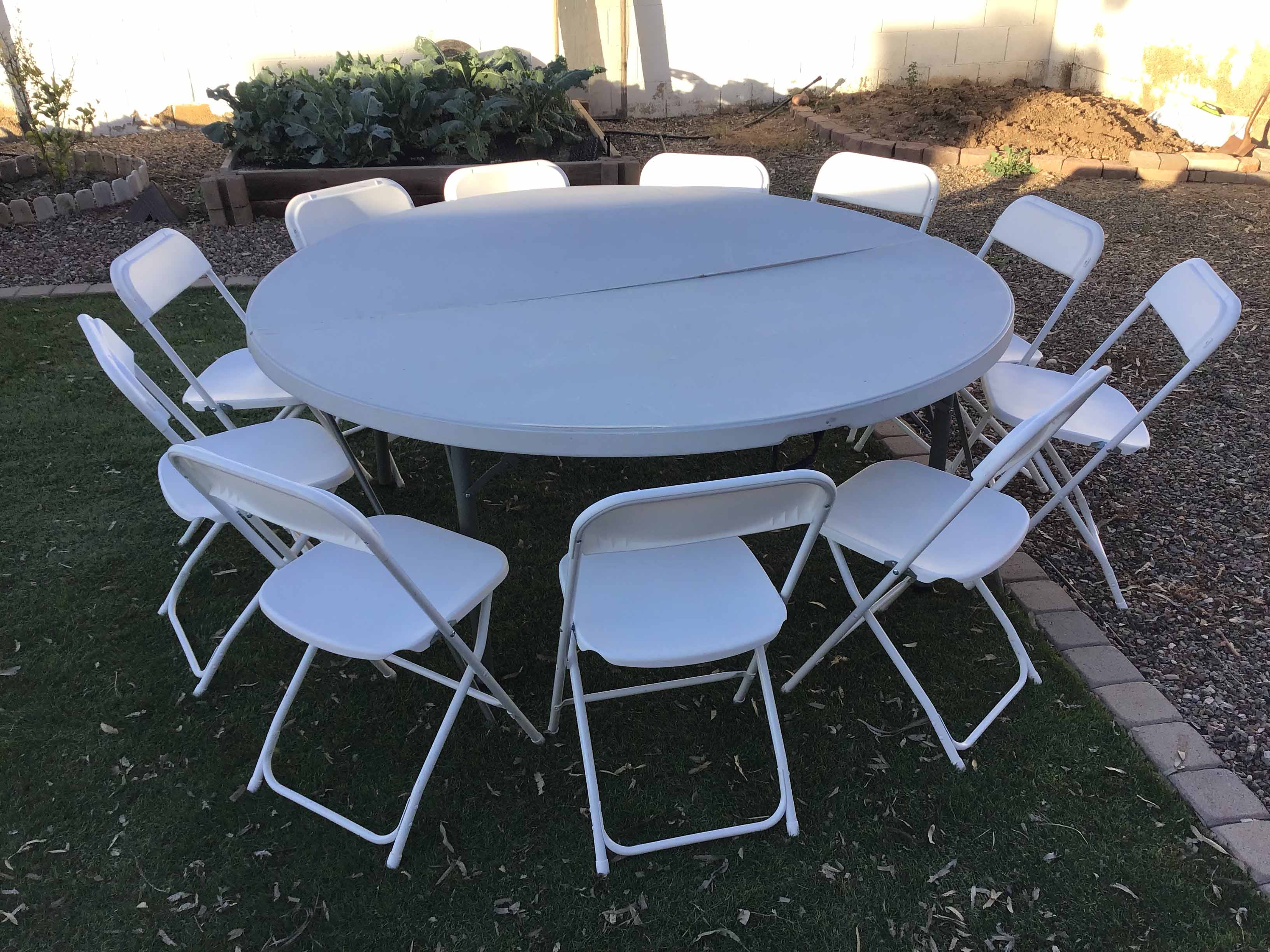 5 foot, 9 inch round tables (bifold)