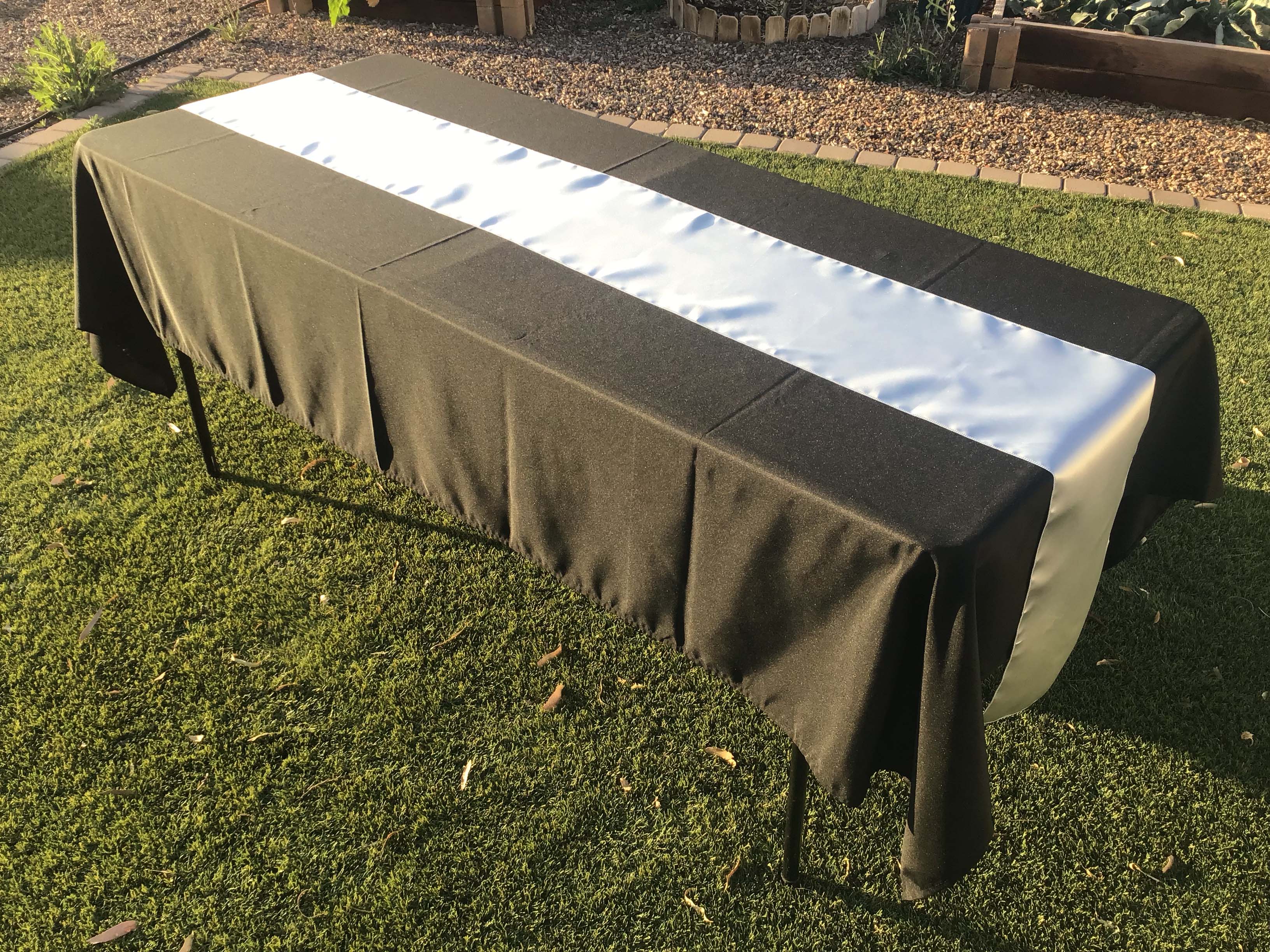 table runners (satin, silver) - 12 x 108