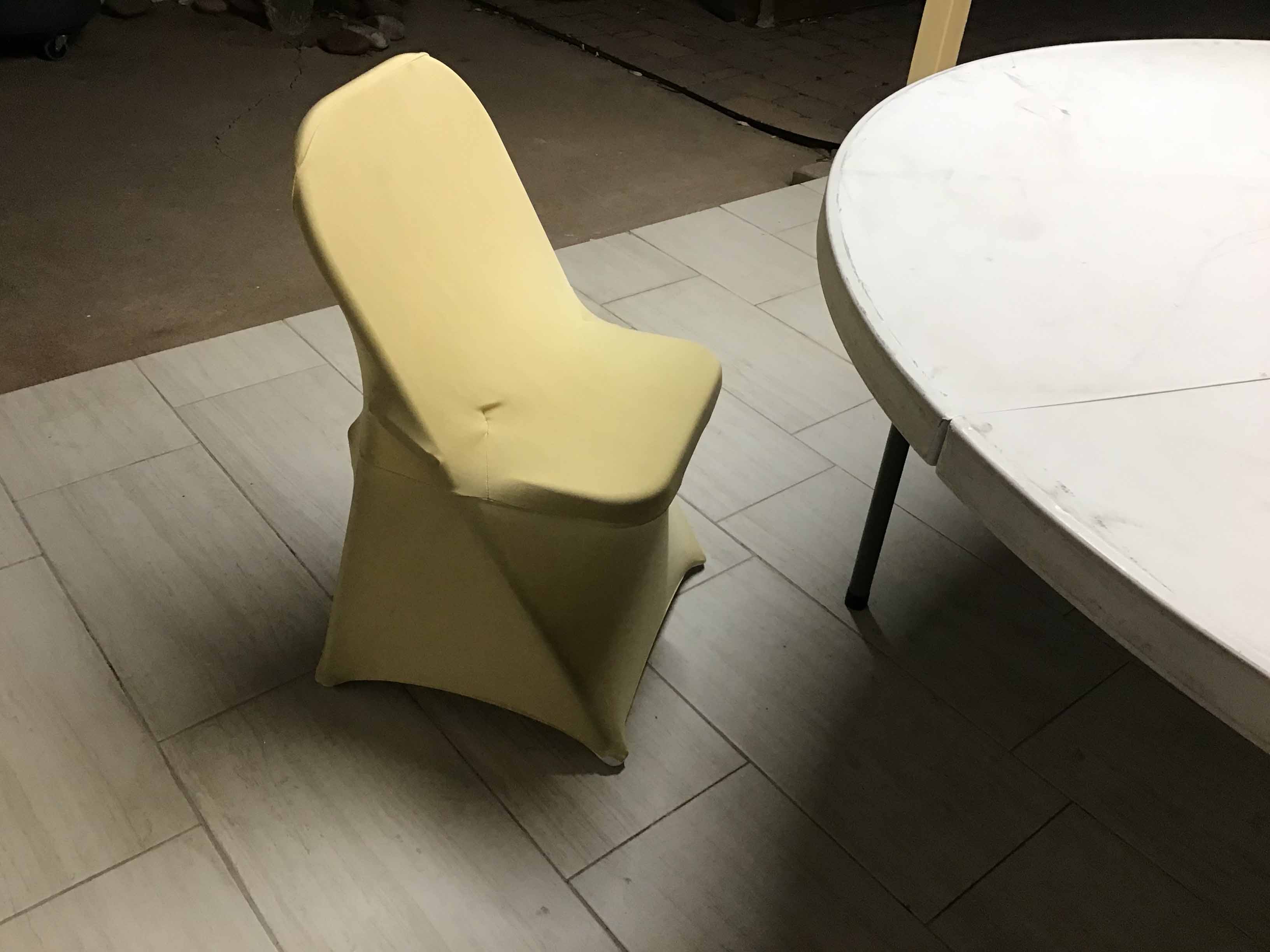 spandex stretch-fitted slip-on chair covers (champagne)