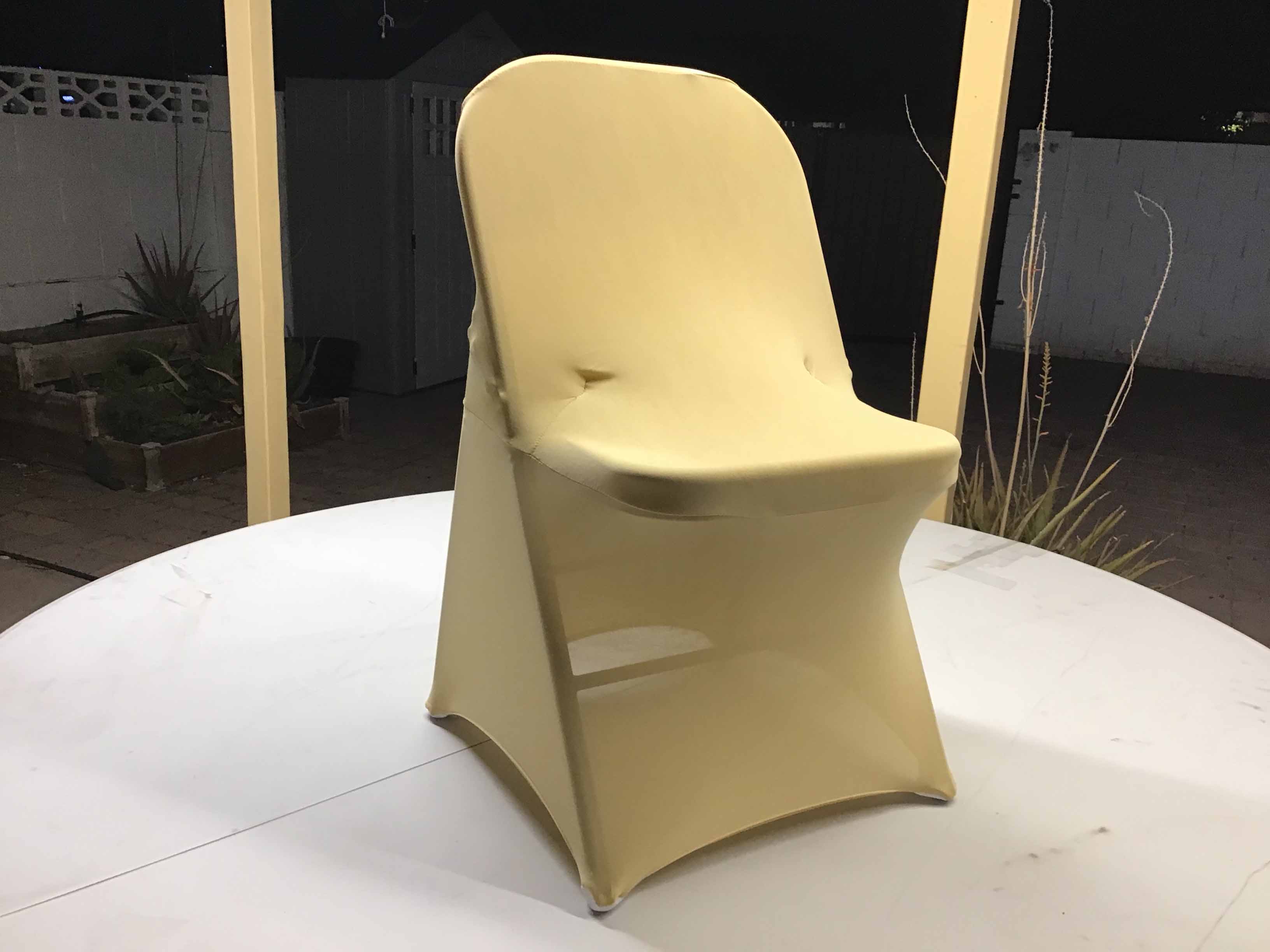 spandex stretch-fitted slip-on chair covers (champagne)