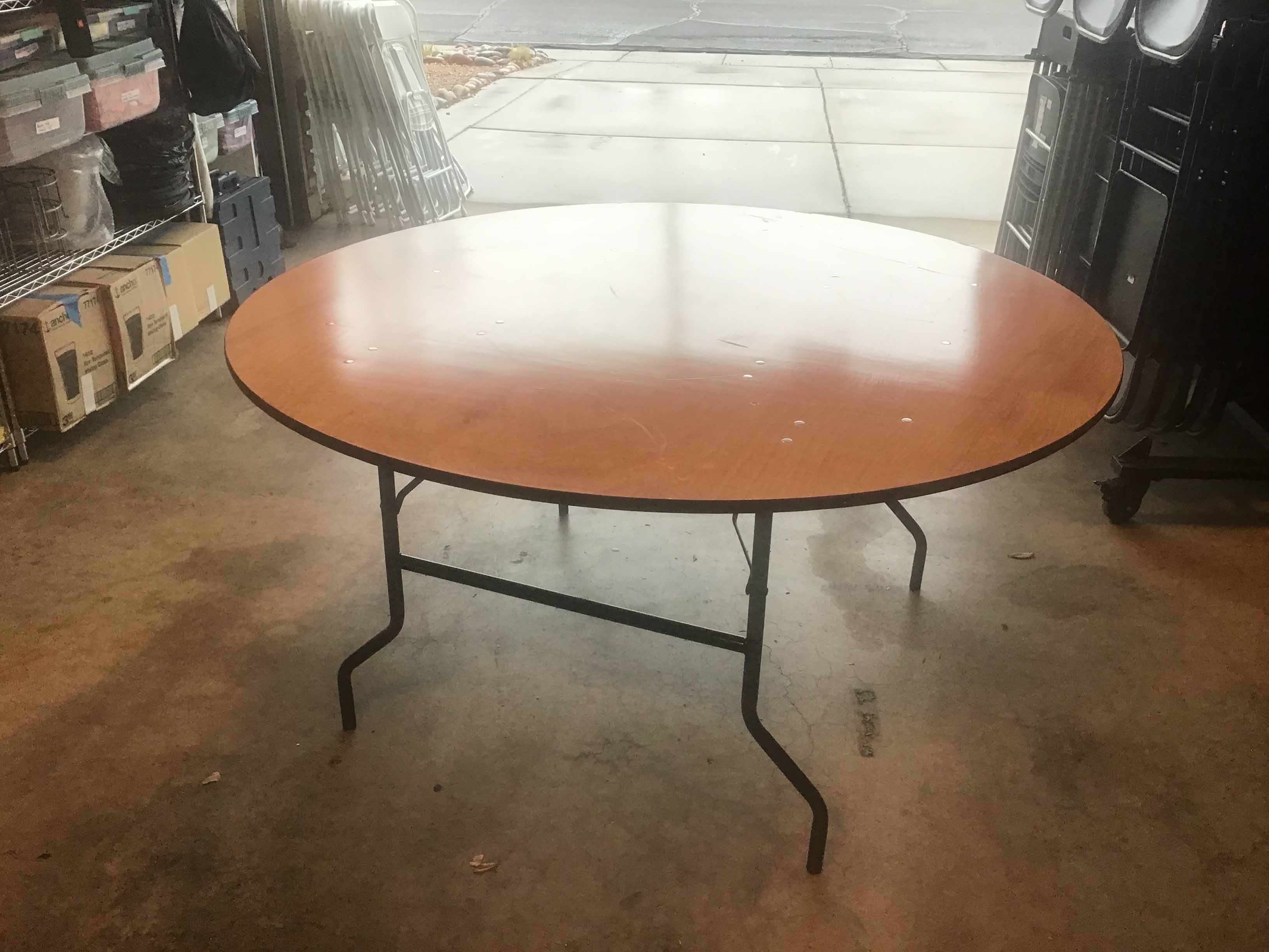 5 foot round tables (wood top)
