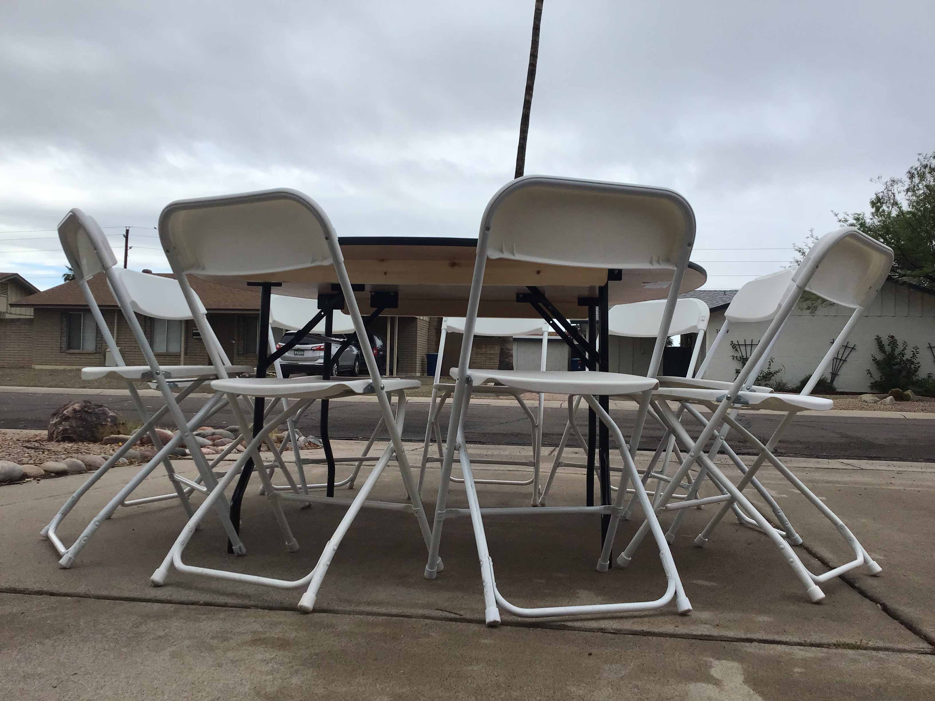 5 foot round tables (wood top)