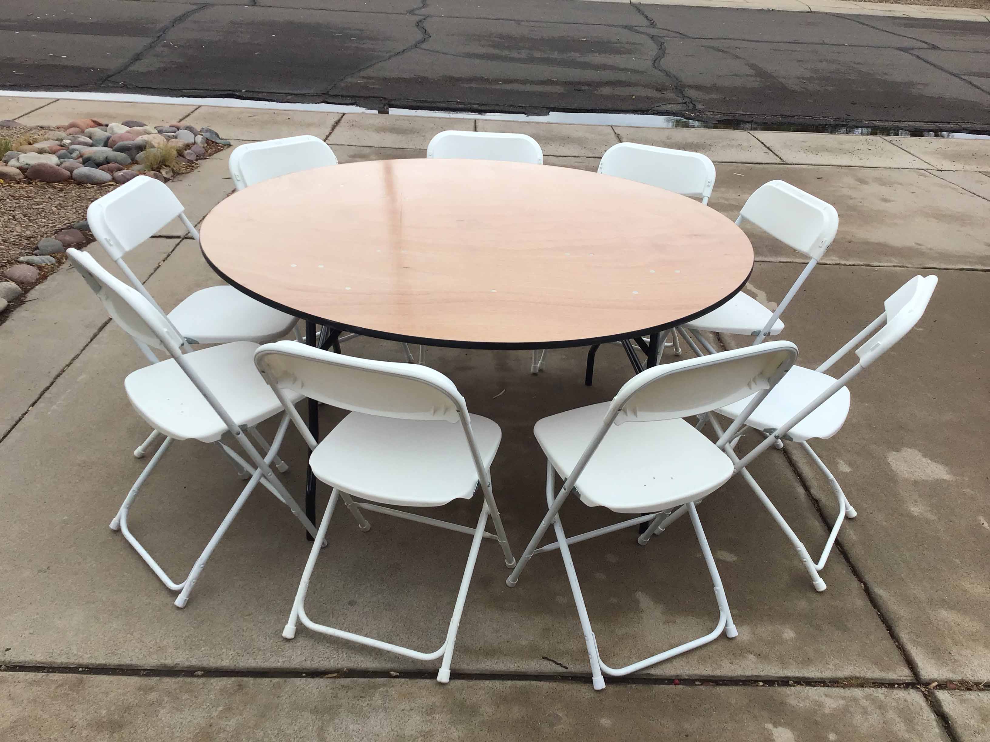 5 foot round tables (wood top)