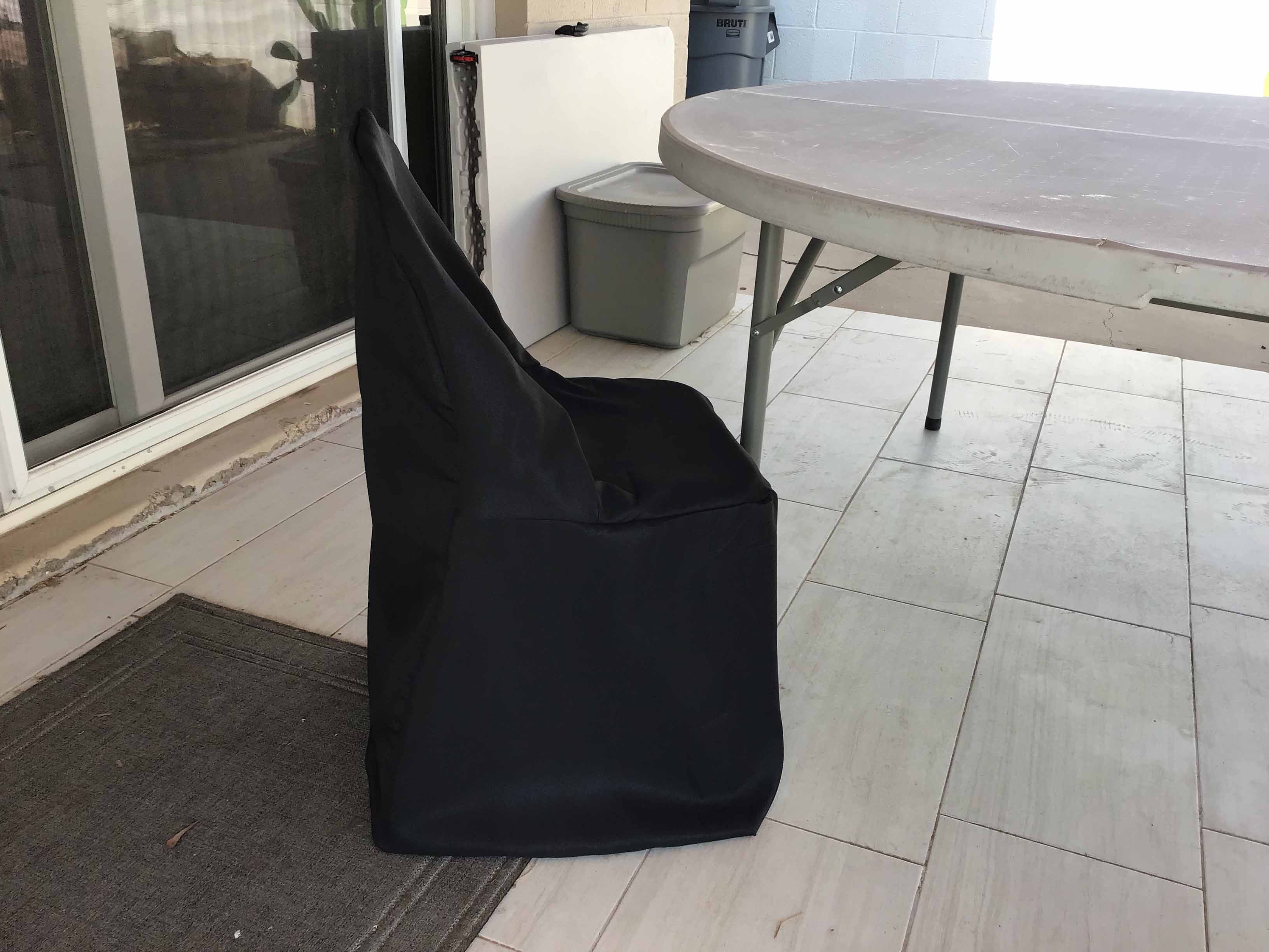 slip-on folding chair covers (polyester, black)