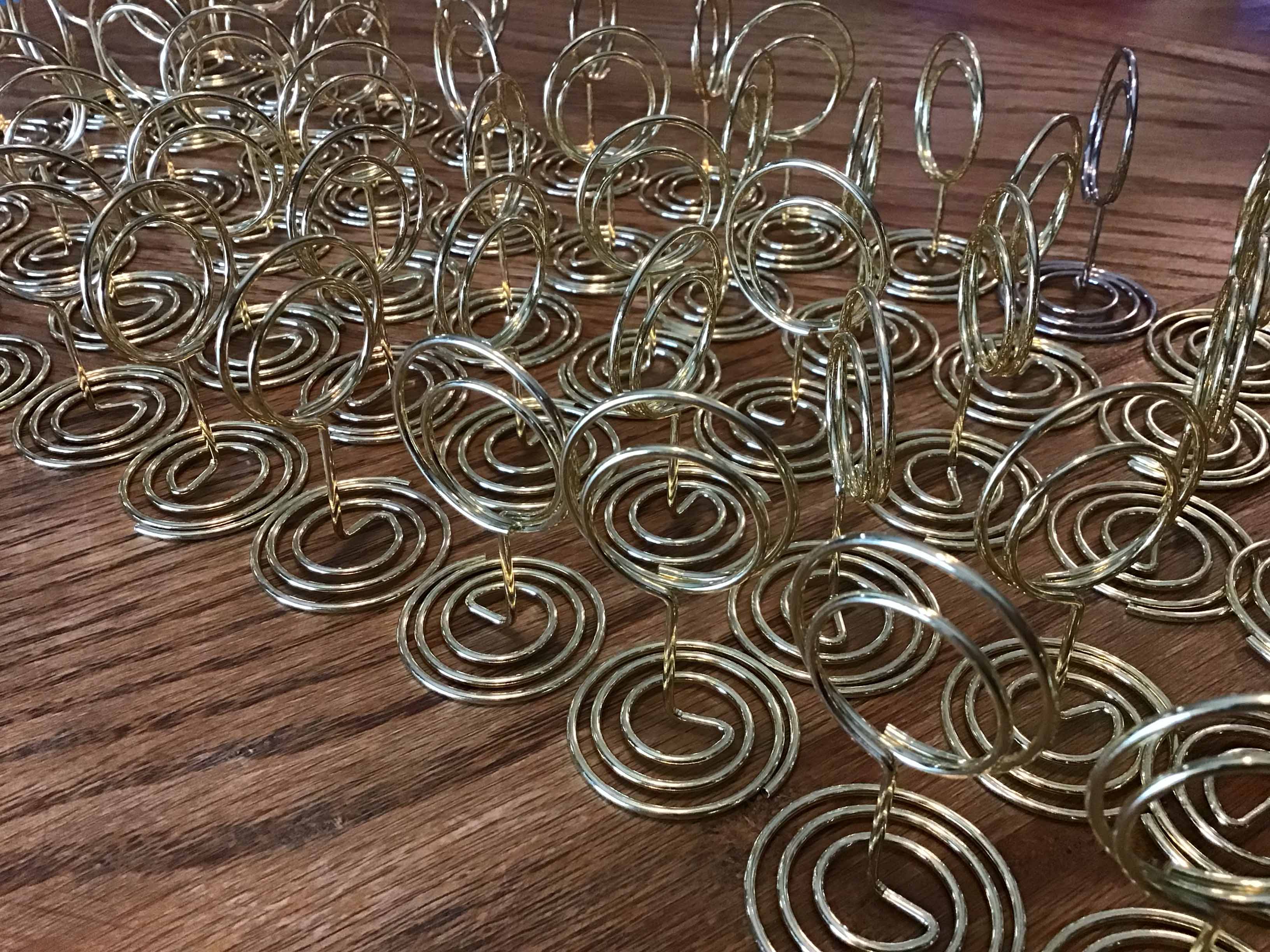 table top card/sign holders (gold metal)