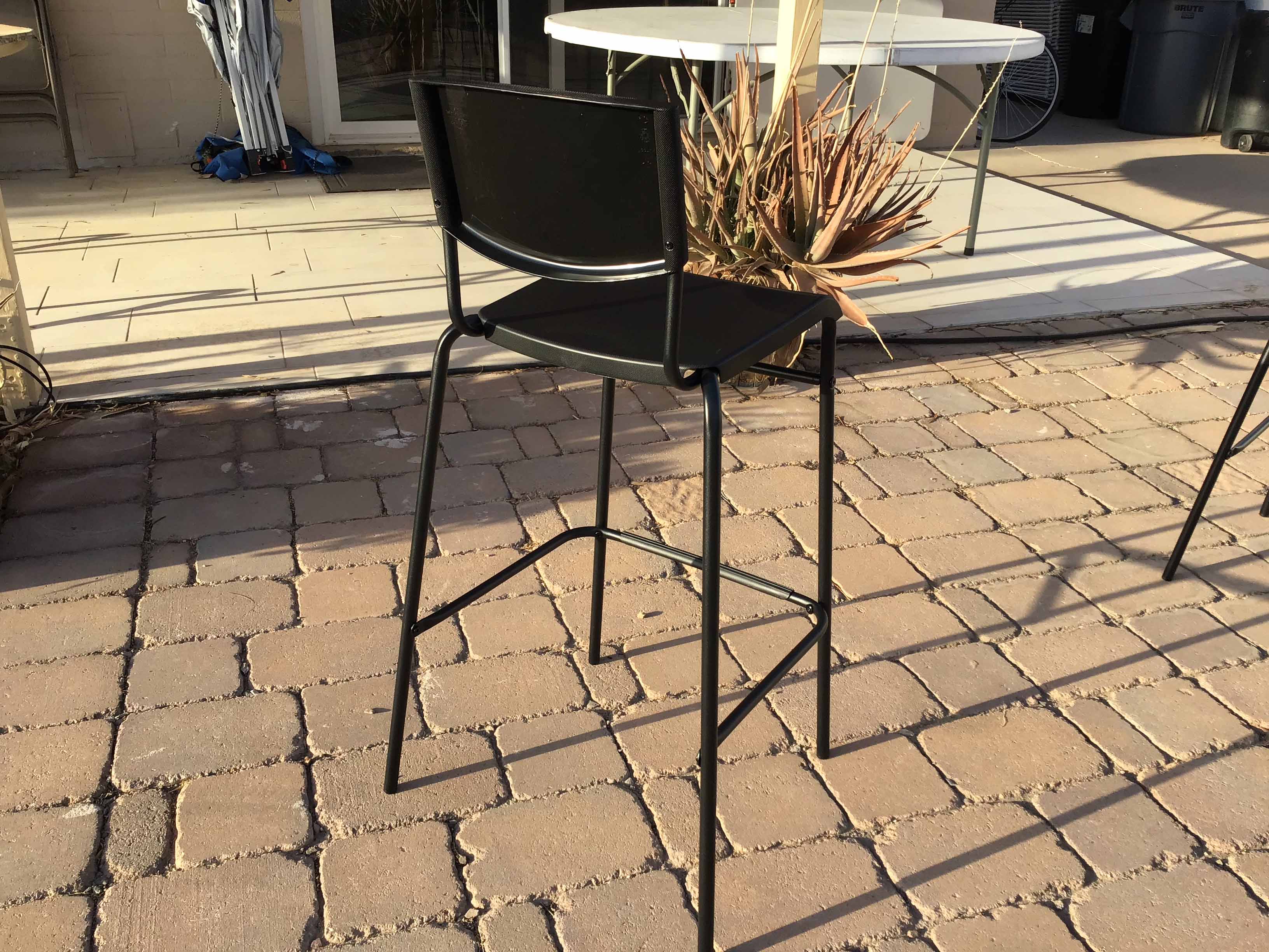 bar stools (steel/plastic, black, with backrest) - 30 seat height