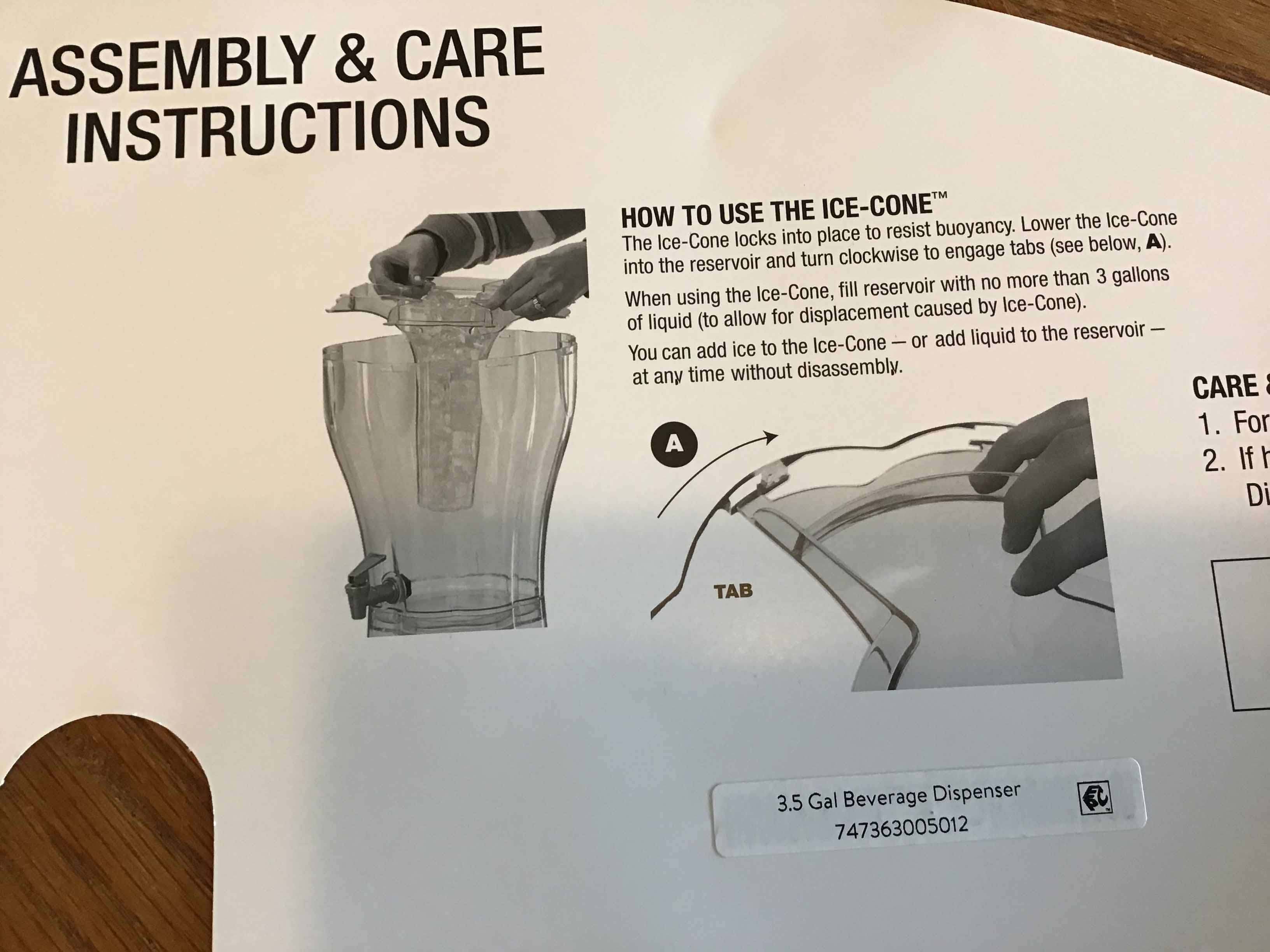 3.5 gallon Party Top Beverage Dispenser (with ice core)