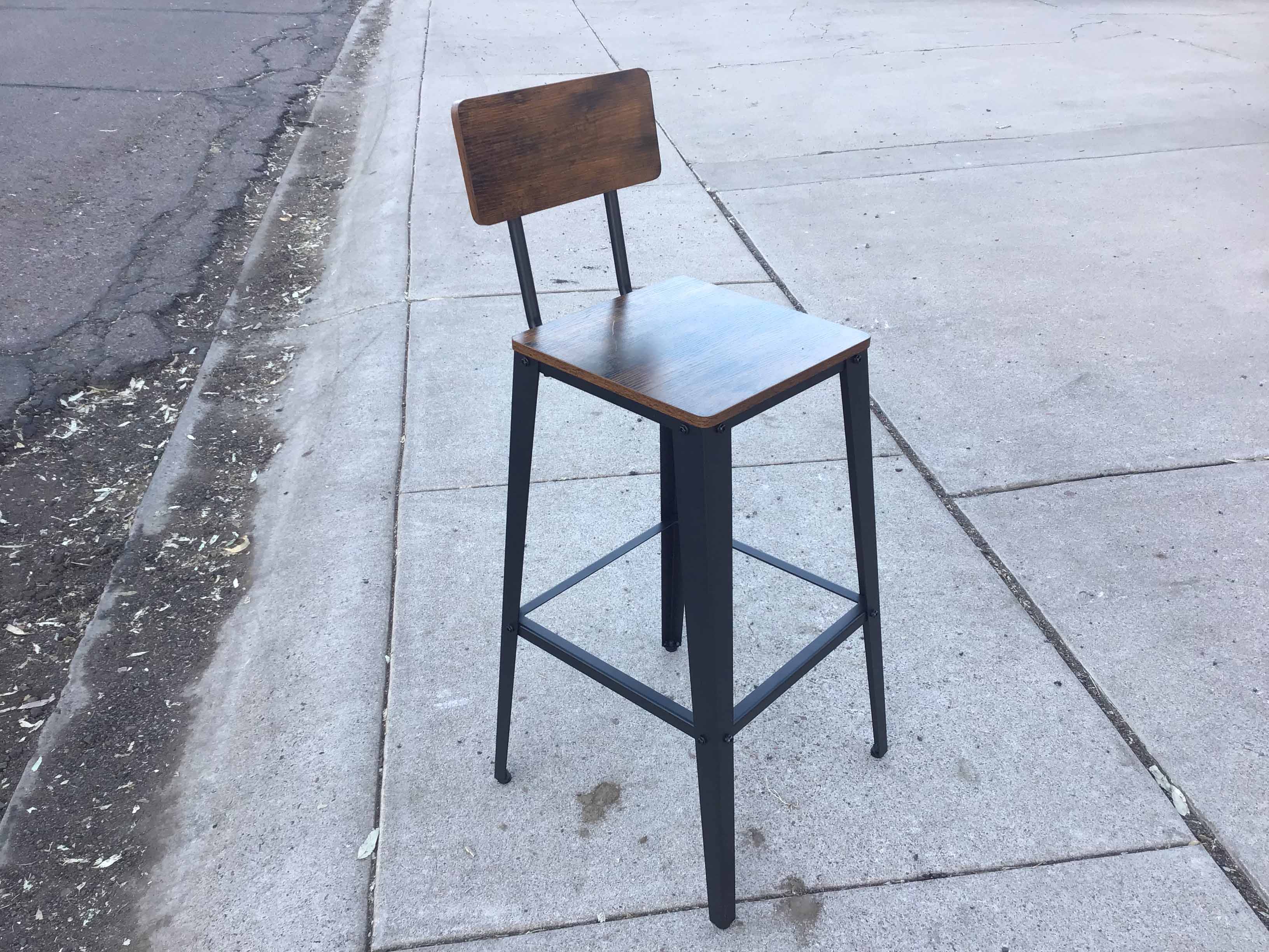 bar stools (rustic brown and ink black, w/backrest) - 29.1 seat height