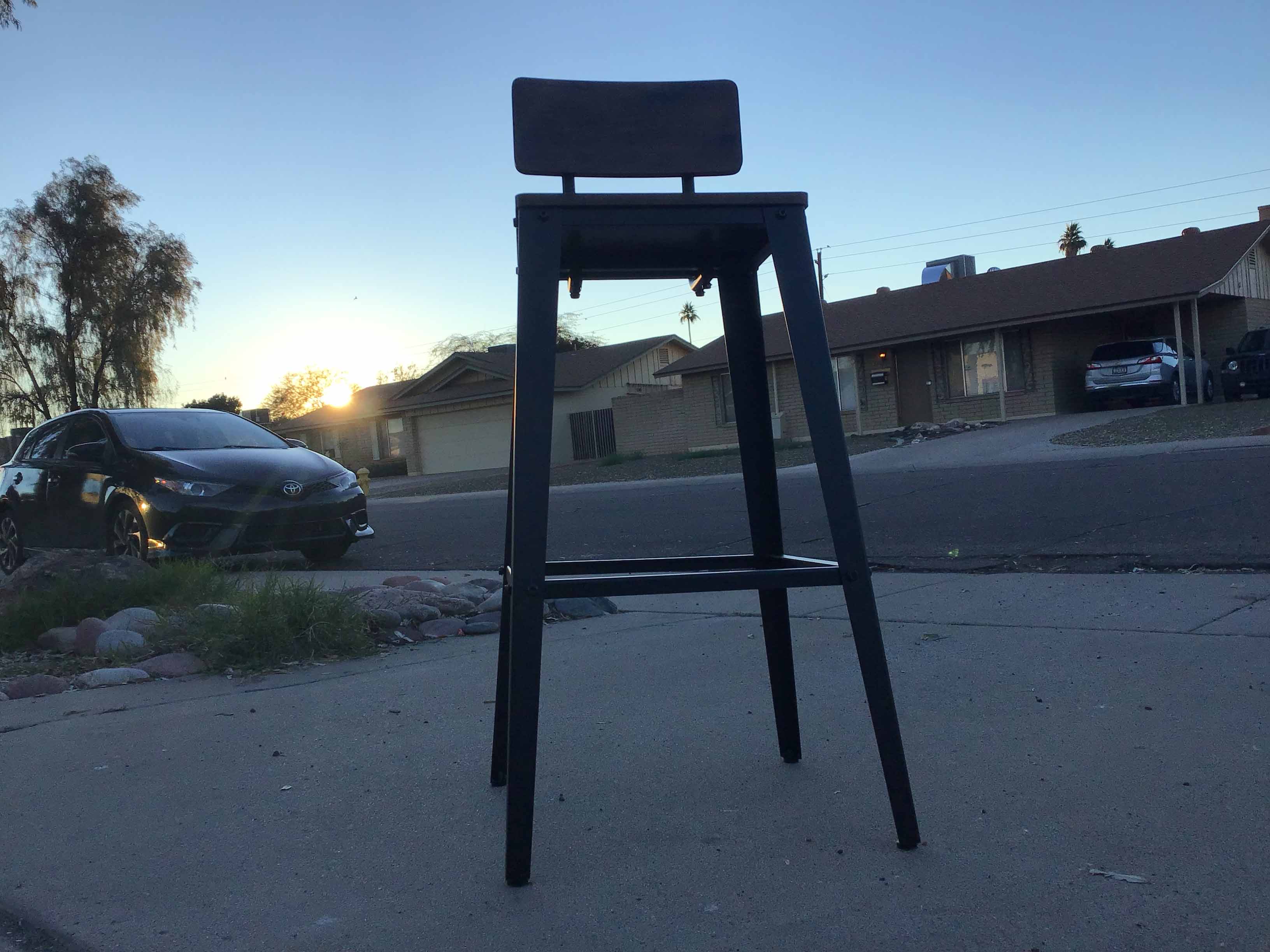 bar stools (rustic brown and ink black, w/backrest) - 29.1 seat height