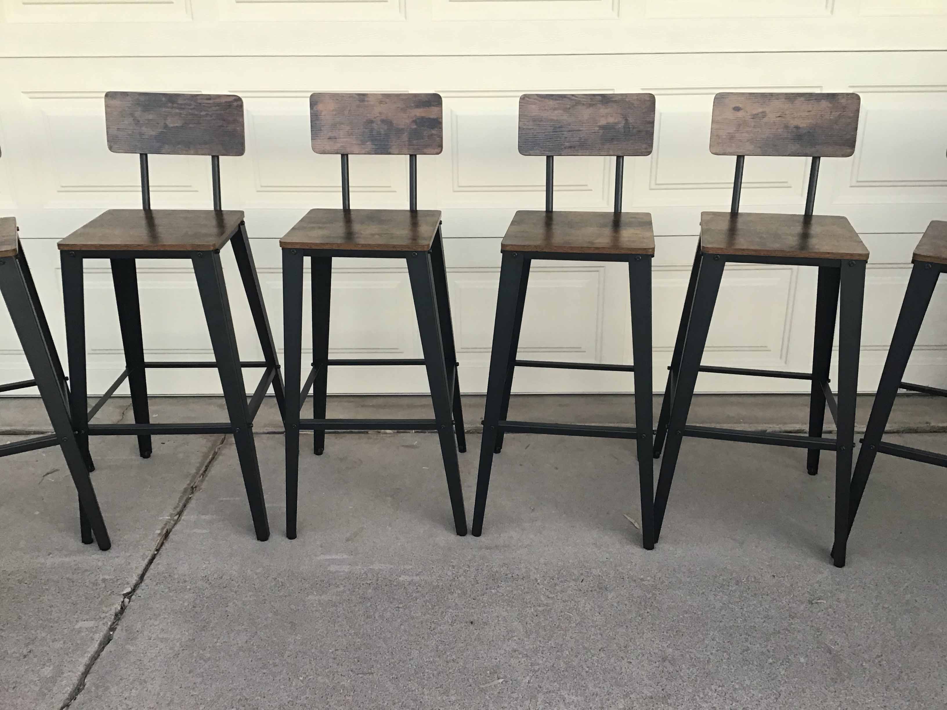 bar stools (rustic brown and ink black, w/backrest) - 29.1 seat height