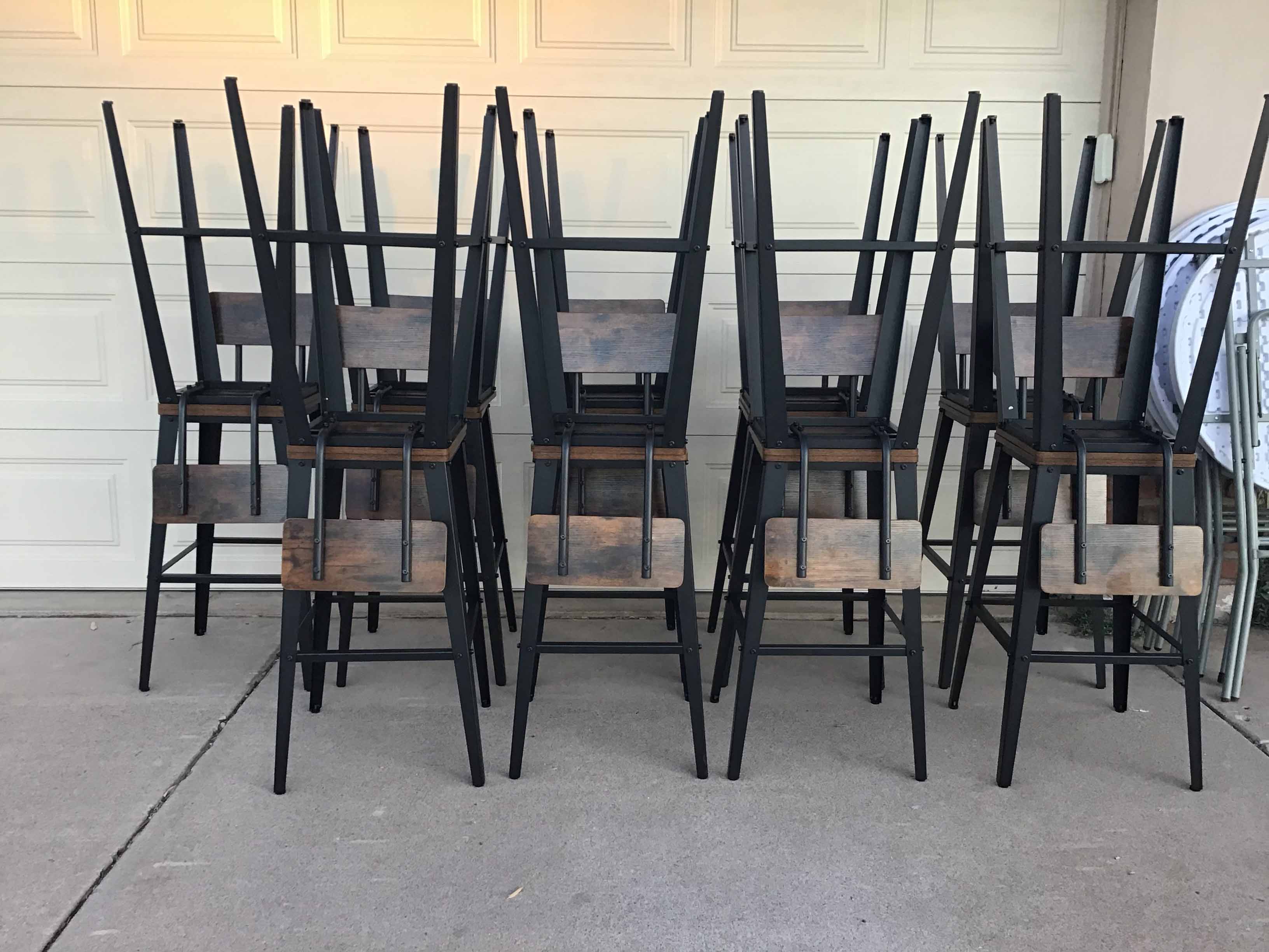bar stools (rustic brown and ink black, w/backrest) - 29.1 seat height
