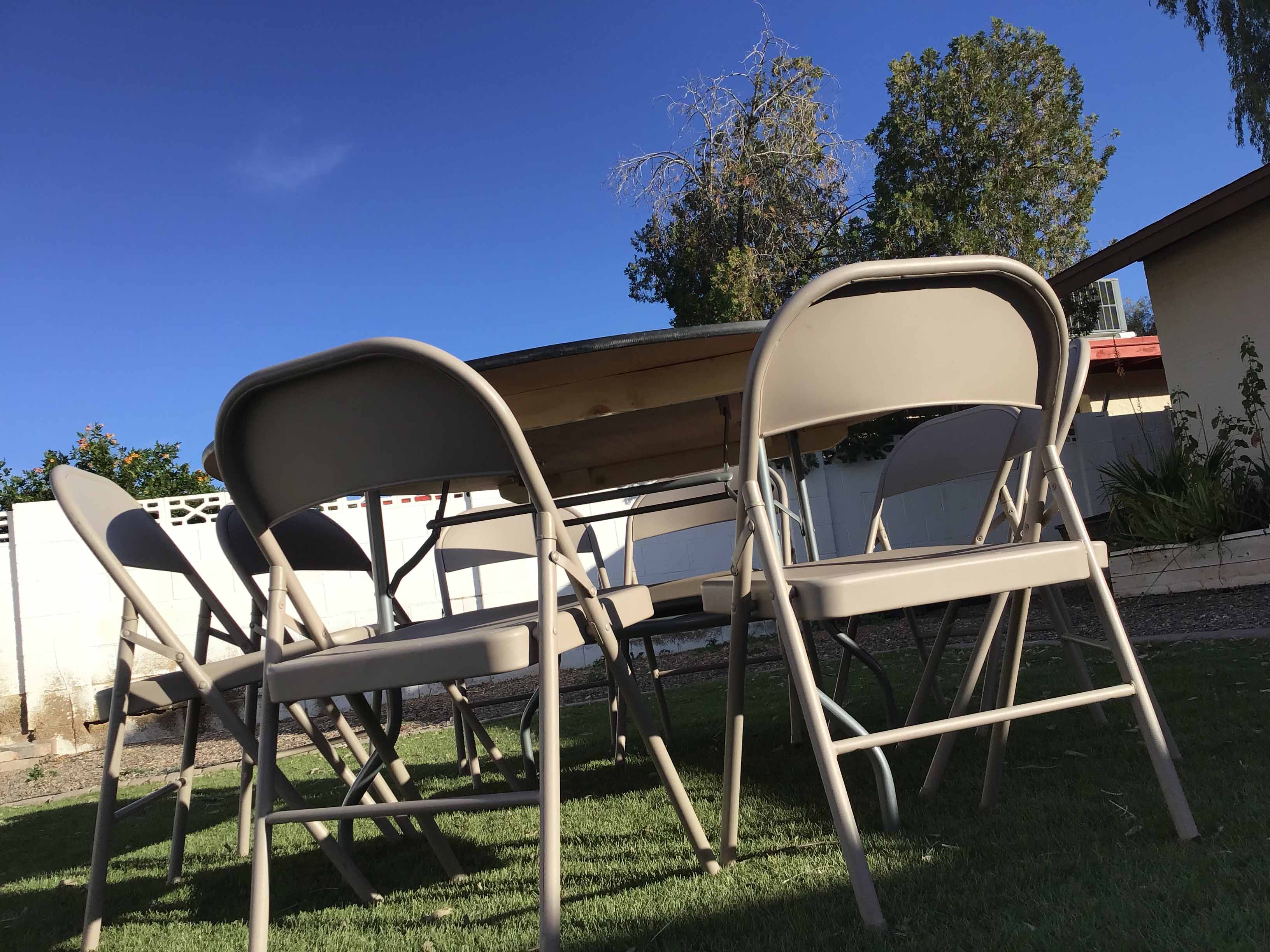 folding chairs (steel, tan)