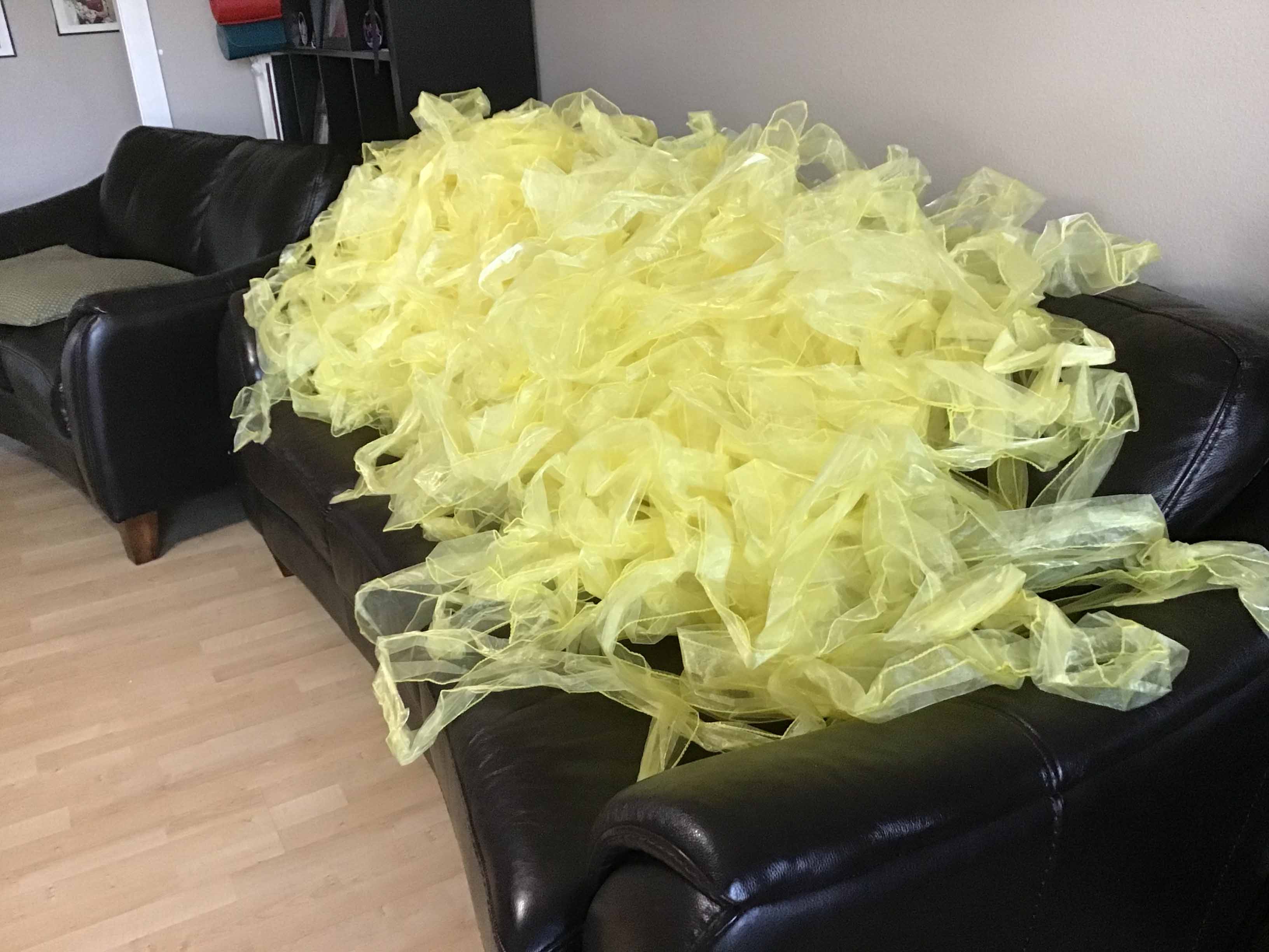 chair sash (organza, yellow) - 6 x 102