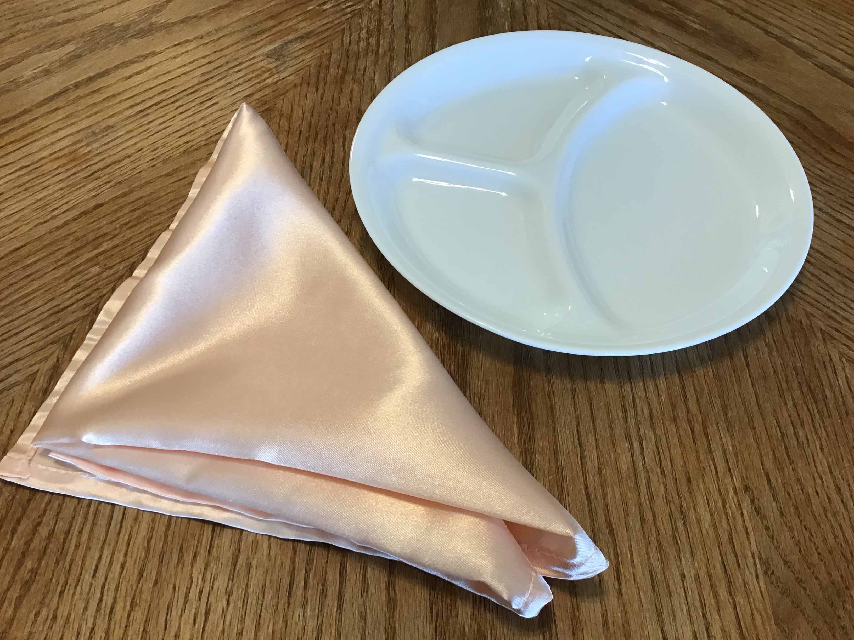 cloth dinner napkins (peach, satin) - 20 x 20
