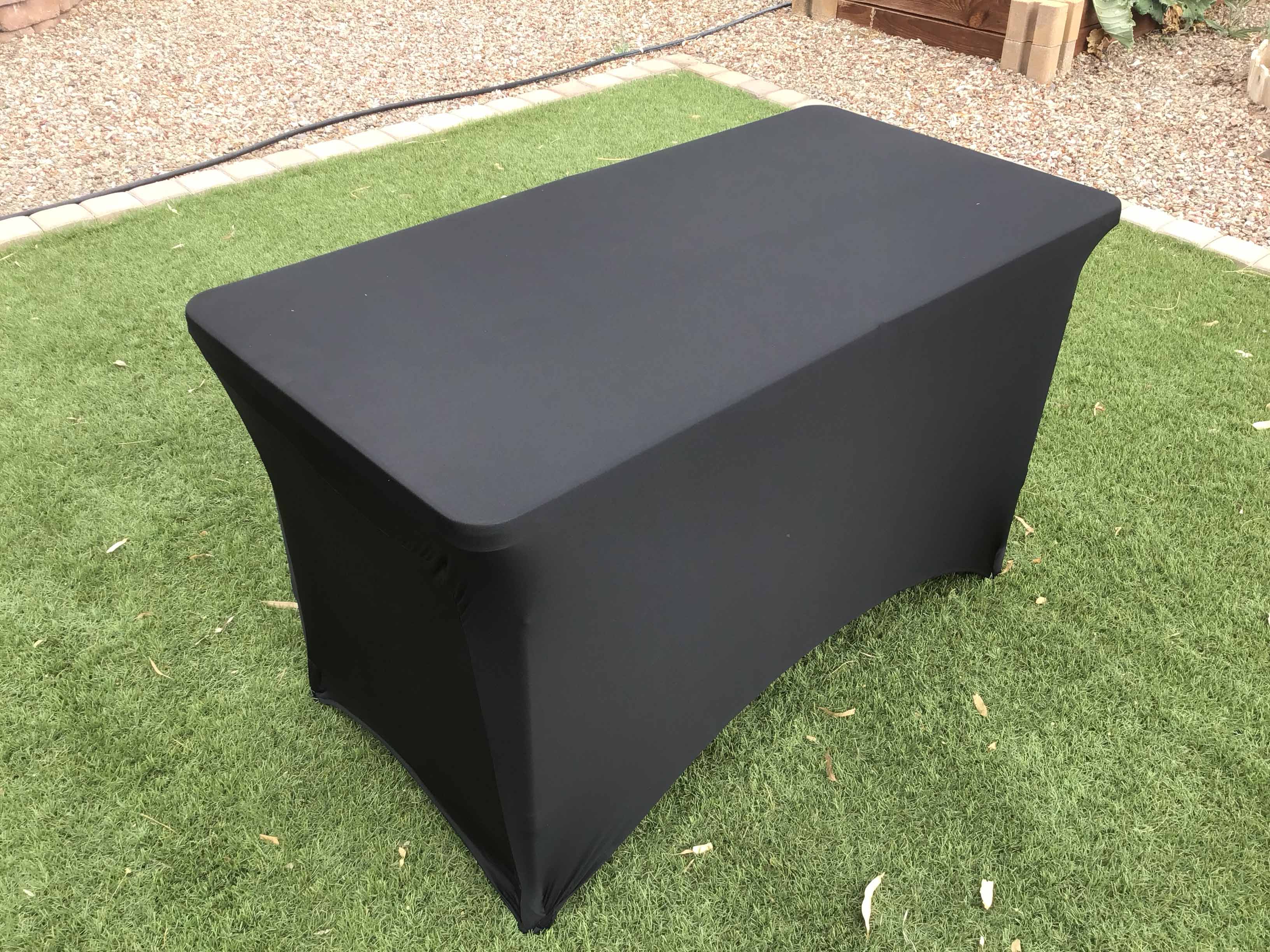 stretch spandex rectangle tablecloths (black) - for 4-ft. table