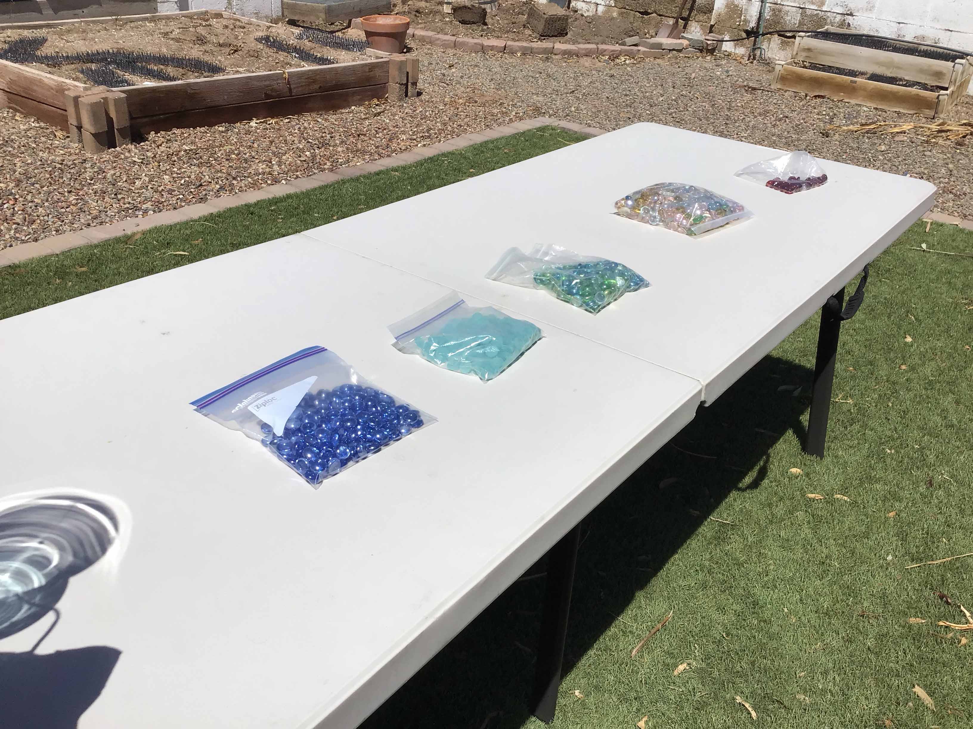 decorative gems (5 bags of different-colored glass gems)