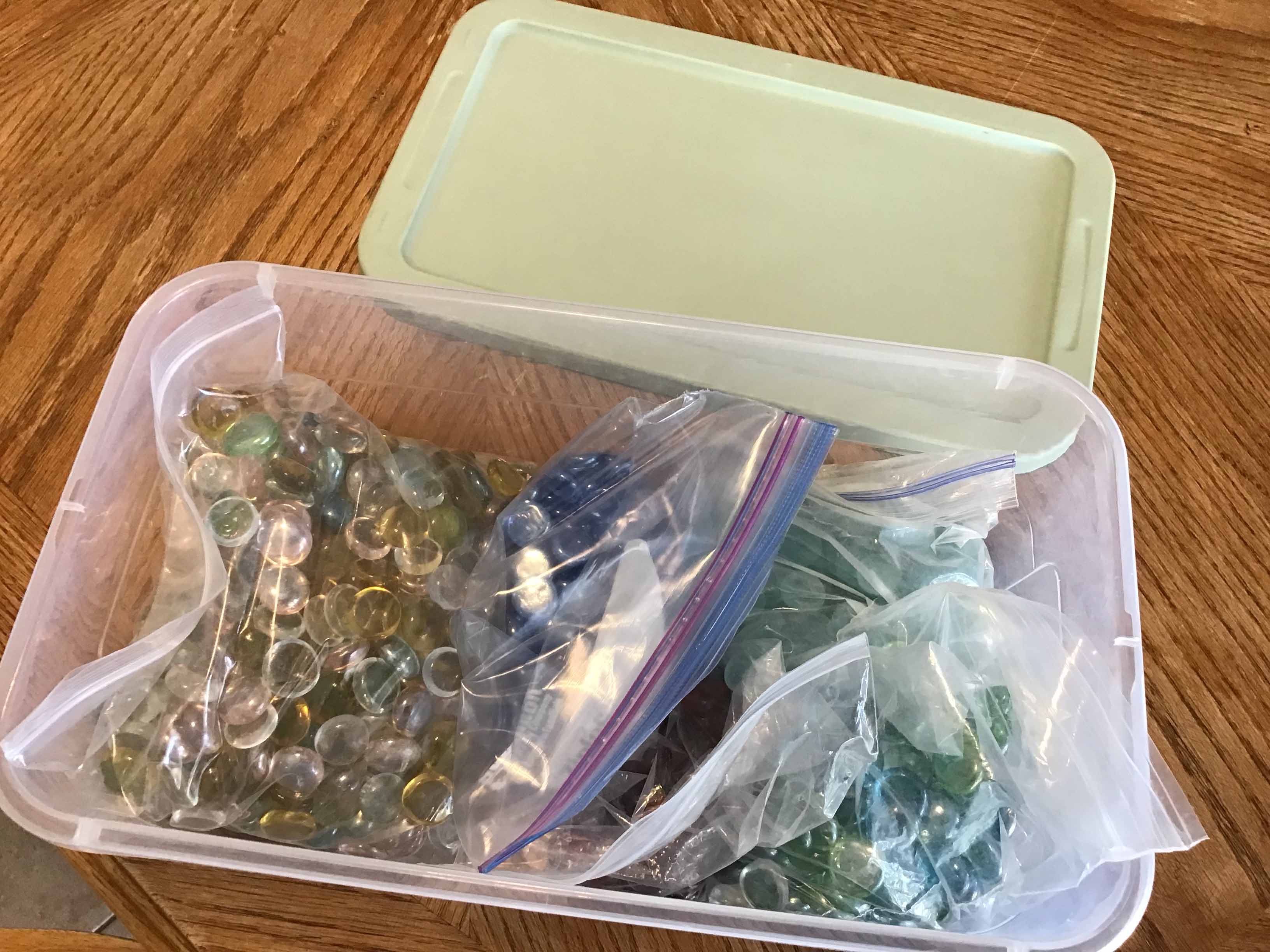 decorative gems (5 bags of different-colored glass gems)