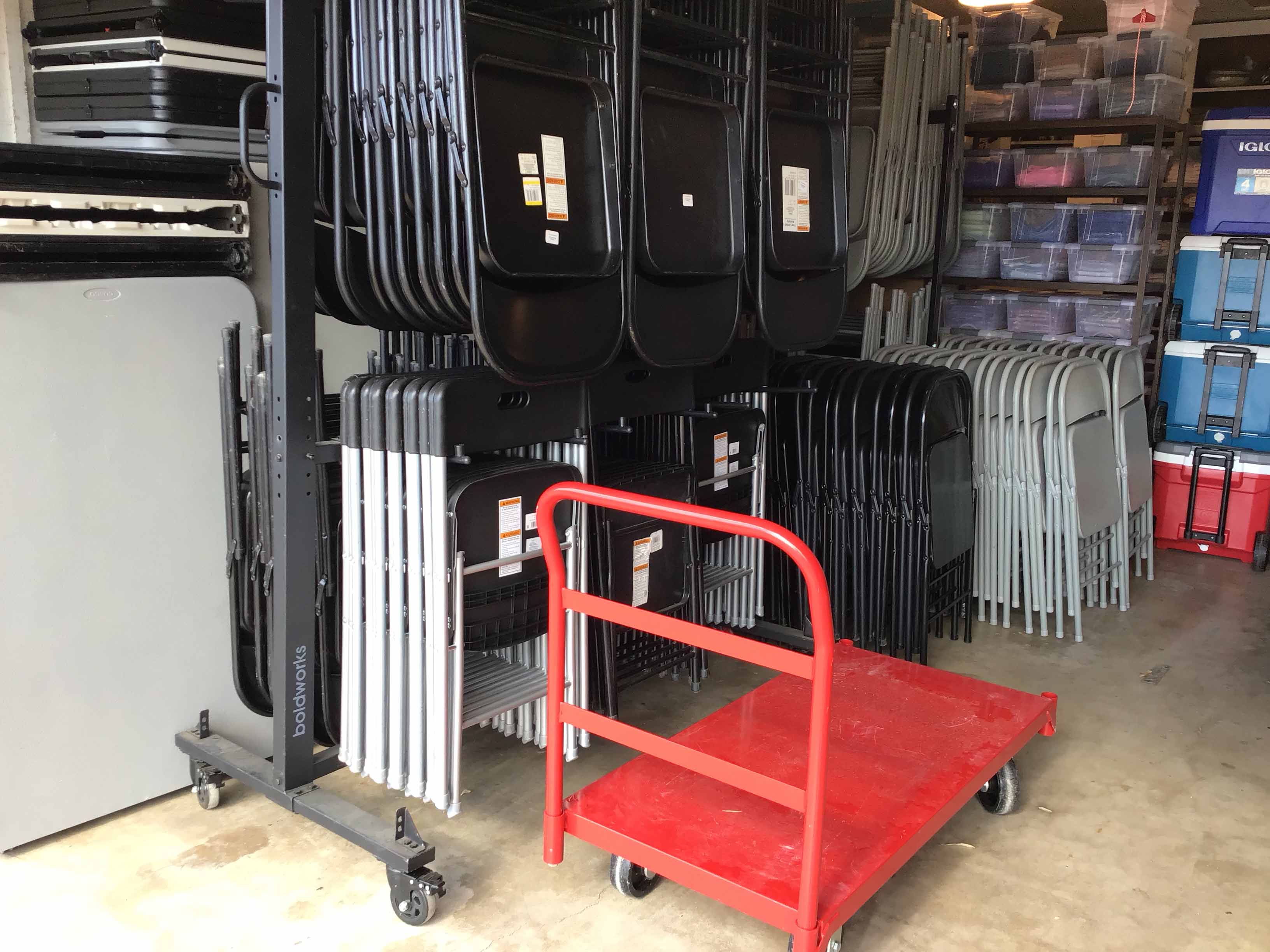 folding chairs (black resin w/silver steel frame)