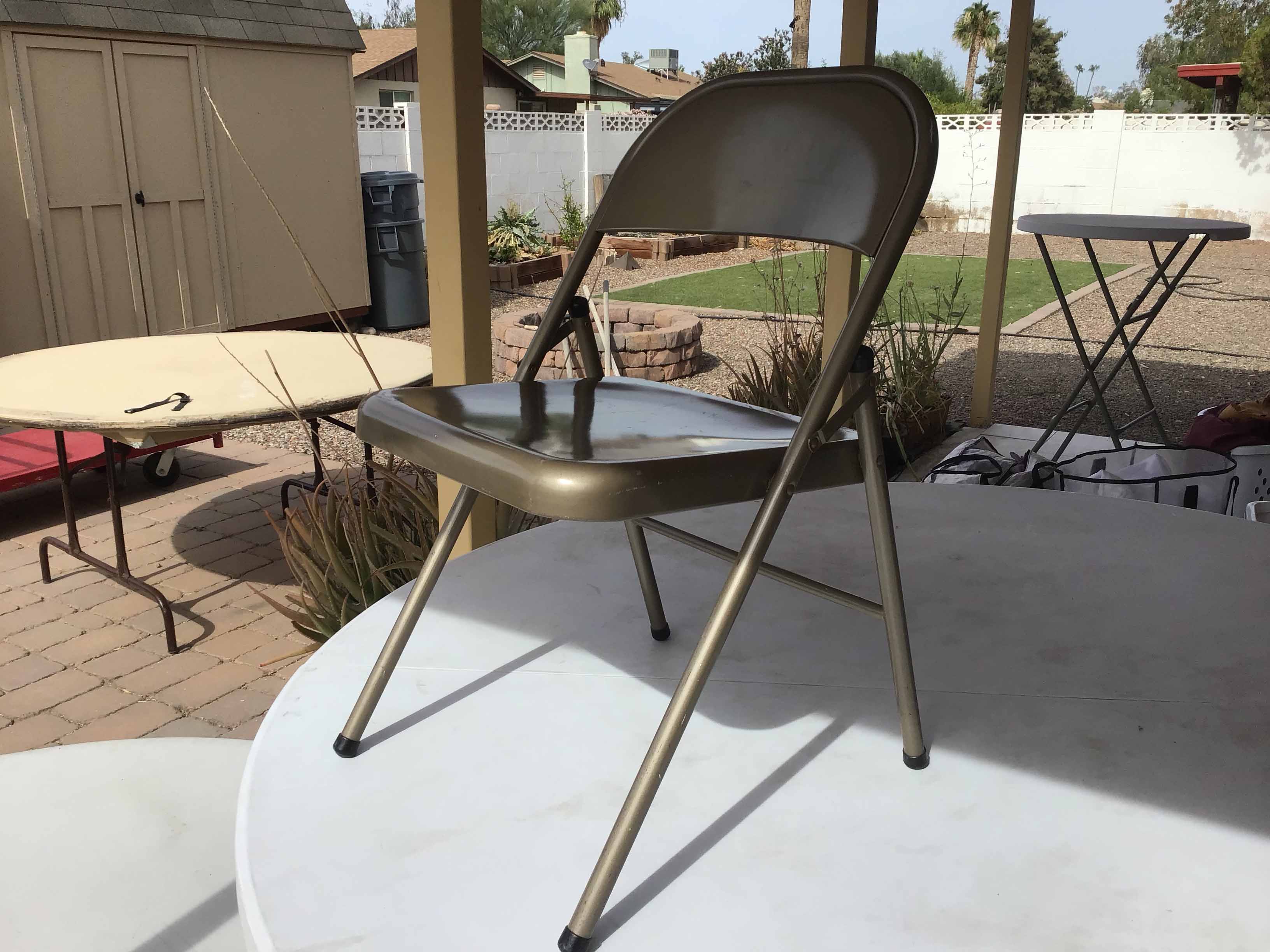 folding chairs (steel, dark tan)