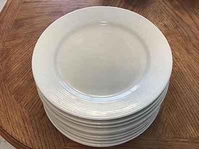 dinner plates - ceramic (white, Gibson) - 10 1/2