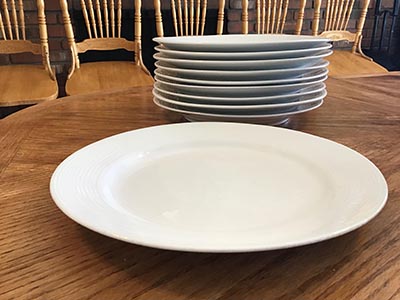 dinner plates - ceramic (white, Gibson) - 10 1/2