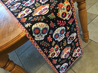 table runners (Dia De Los Muertos, sugar skulls, leaves, crosses) - 13 x 108