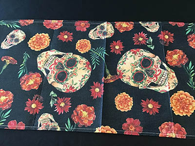 table runners (Dia De Los Muertos, sugar skulls and marigolds) - 13 x 120