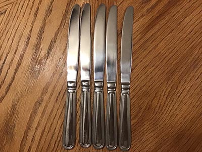 dinner knives / butter knives (stainless steel, Cambridge, ridged handle)