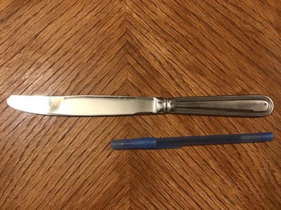dinner knives / butter knives (stainless steel, Cambridge, ridged handle)
