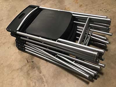 folding chairs (black resin w/silver steel frame)