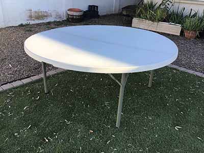 5 foot, 9 inch round tables (bifold)