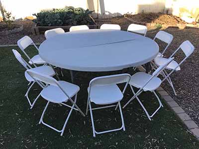 5 foot, 9 inch round tables (bifold)
