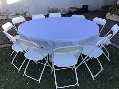 5 foot, 9 inch round tables (bifold)