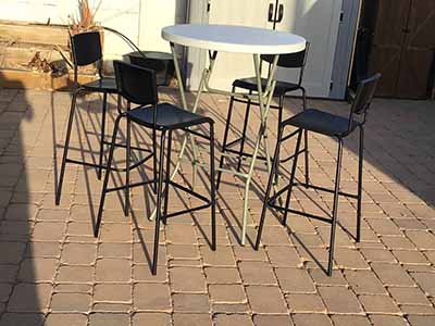 bar stools (steel/plastic, black, with backrest) - 30 seat height