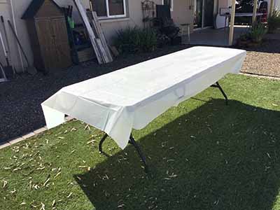 rectangle tablecloth (white, plastic, disposable) - 54 x 108