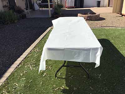rectangle tablecloth (white, plastic, disposable) - 54 x 108