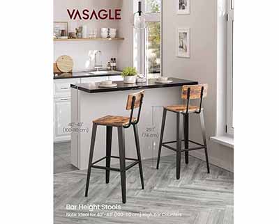 bar stools (rustic brown and ink black, w/backrest) - 29.1 seat height