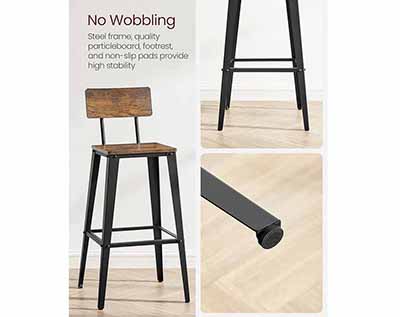 bar stools (rustic brown and ink black, w/backrest) - 29.1 seat height