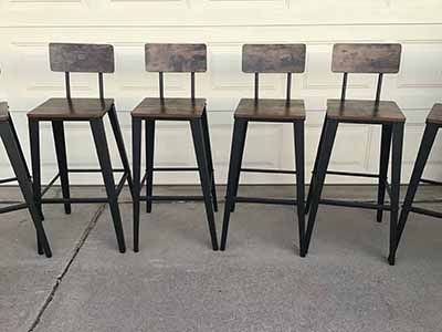 bar stools (rustic brown and ink black, w/backrest) - 29.1 seat height
